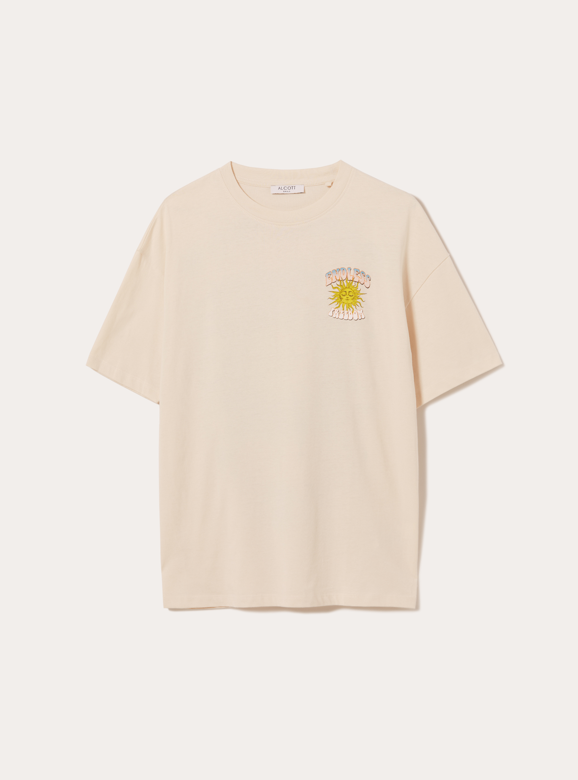 Cotton T-shirt with print, CR3 CREAM LIGHT