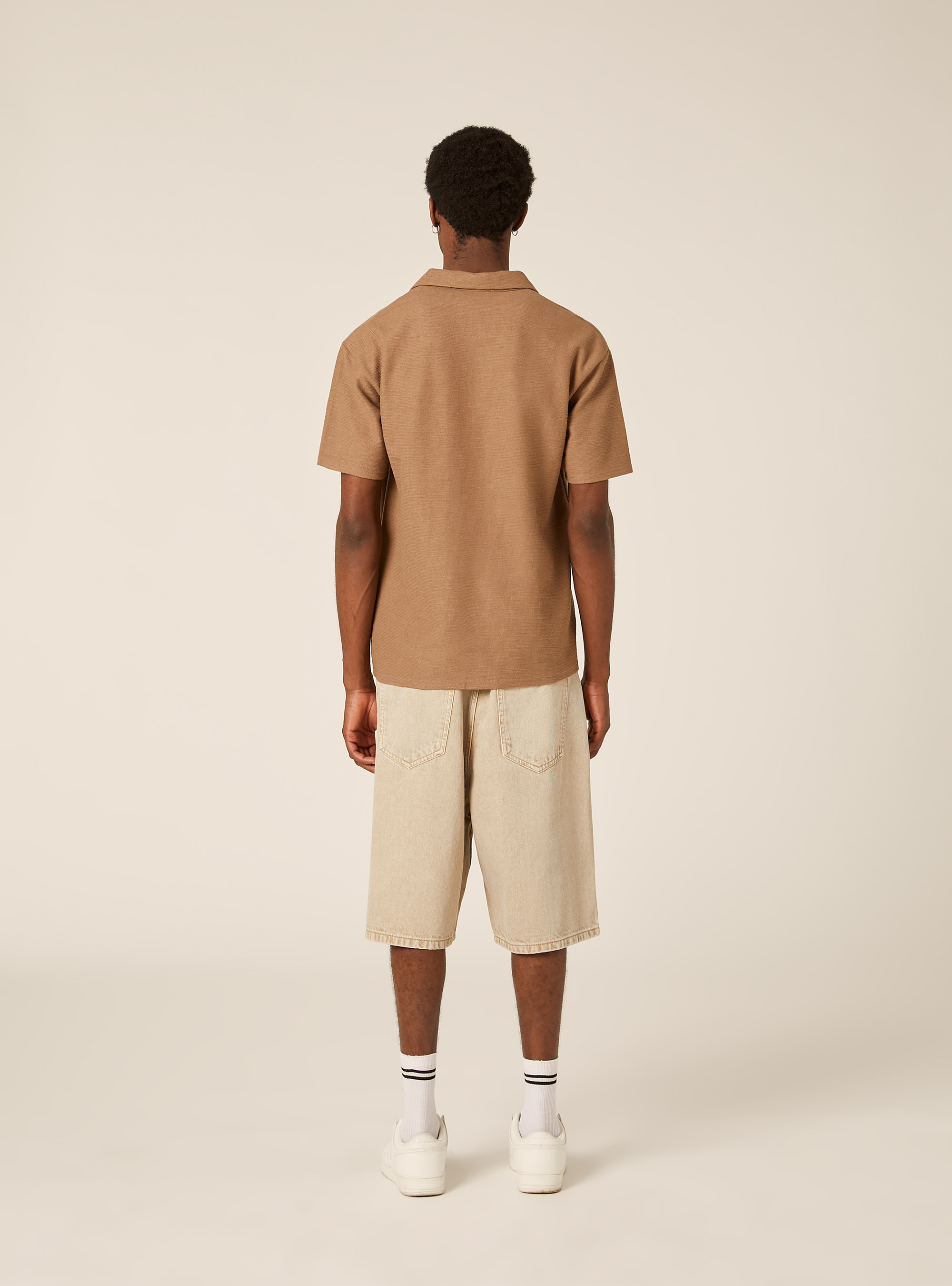 Polo de tejido waffle, BR2 BROWN MEDIUM