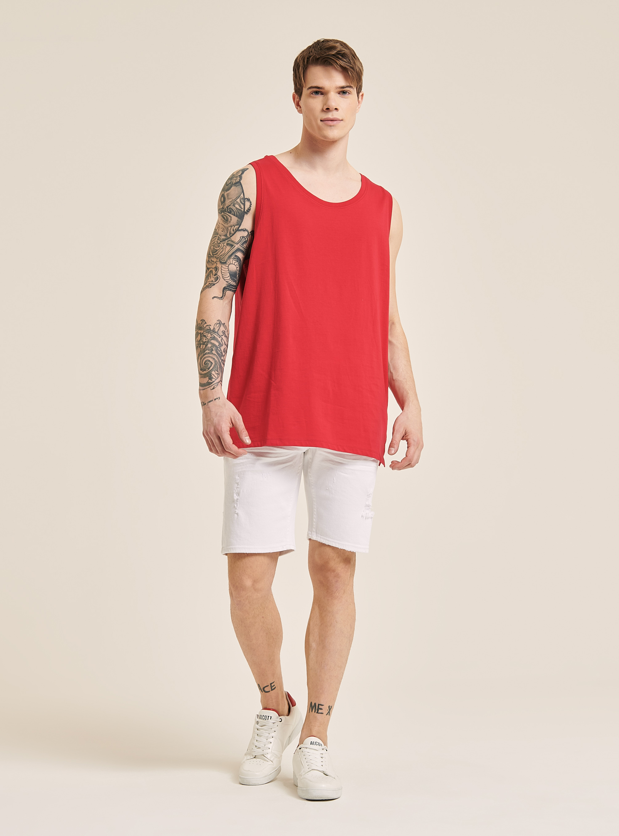 Canotta in cotone tinta unita, C4494 RED