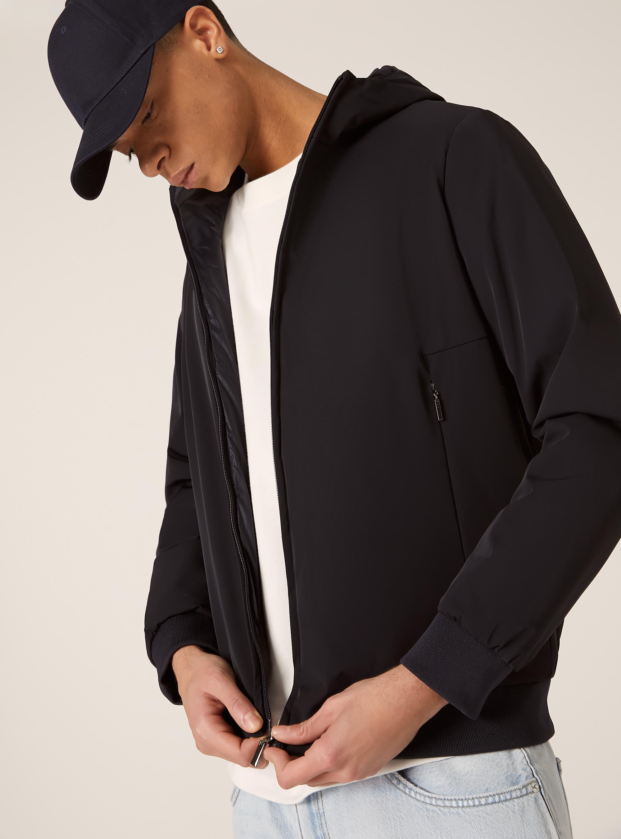 Giubbotto imbottito con cappuccio, NA1 NAVY DARK