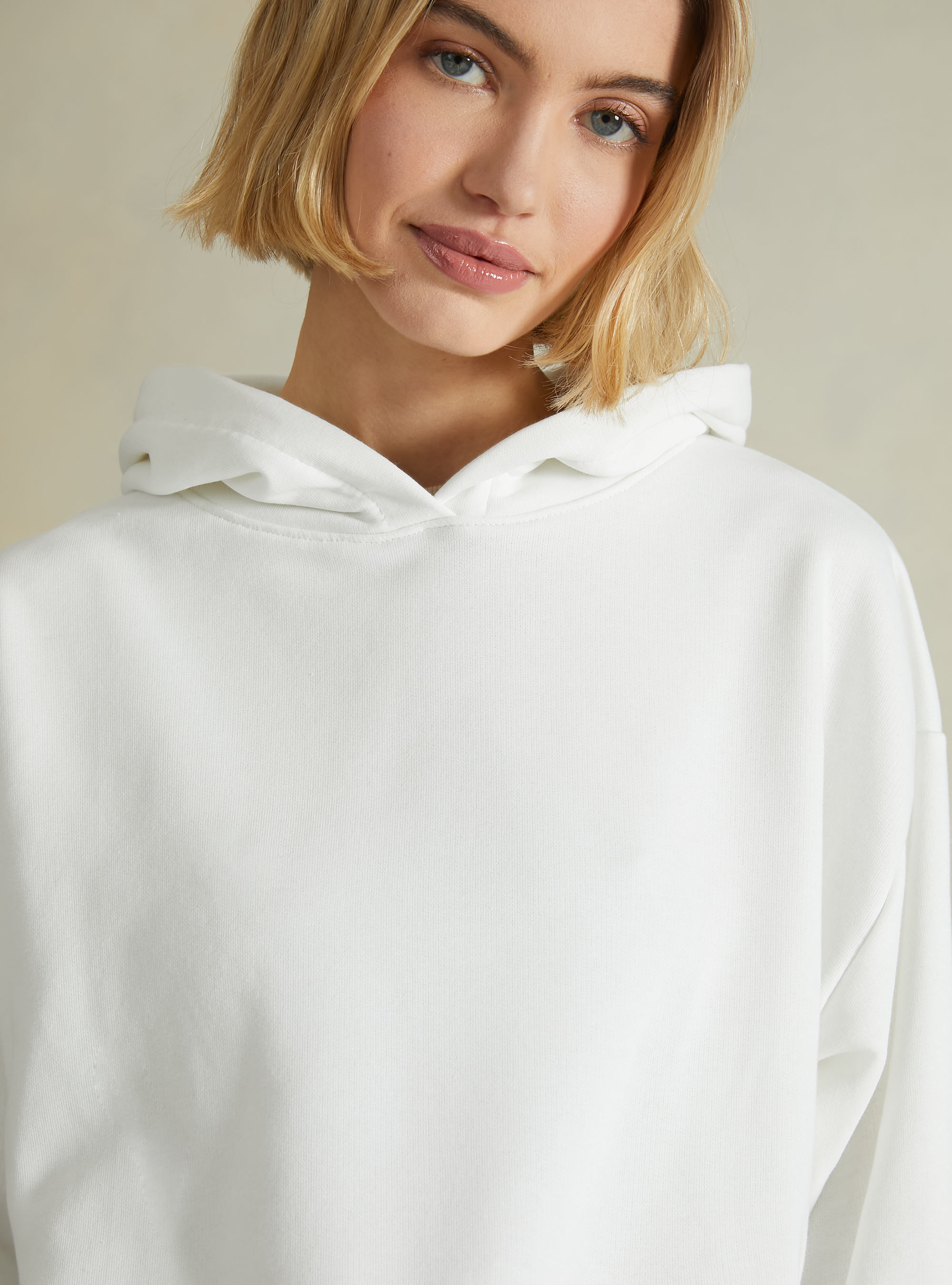 Boxy fit hooded sweatshirt, WH2 WHITE