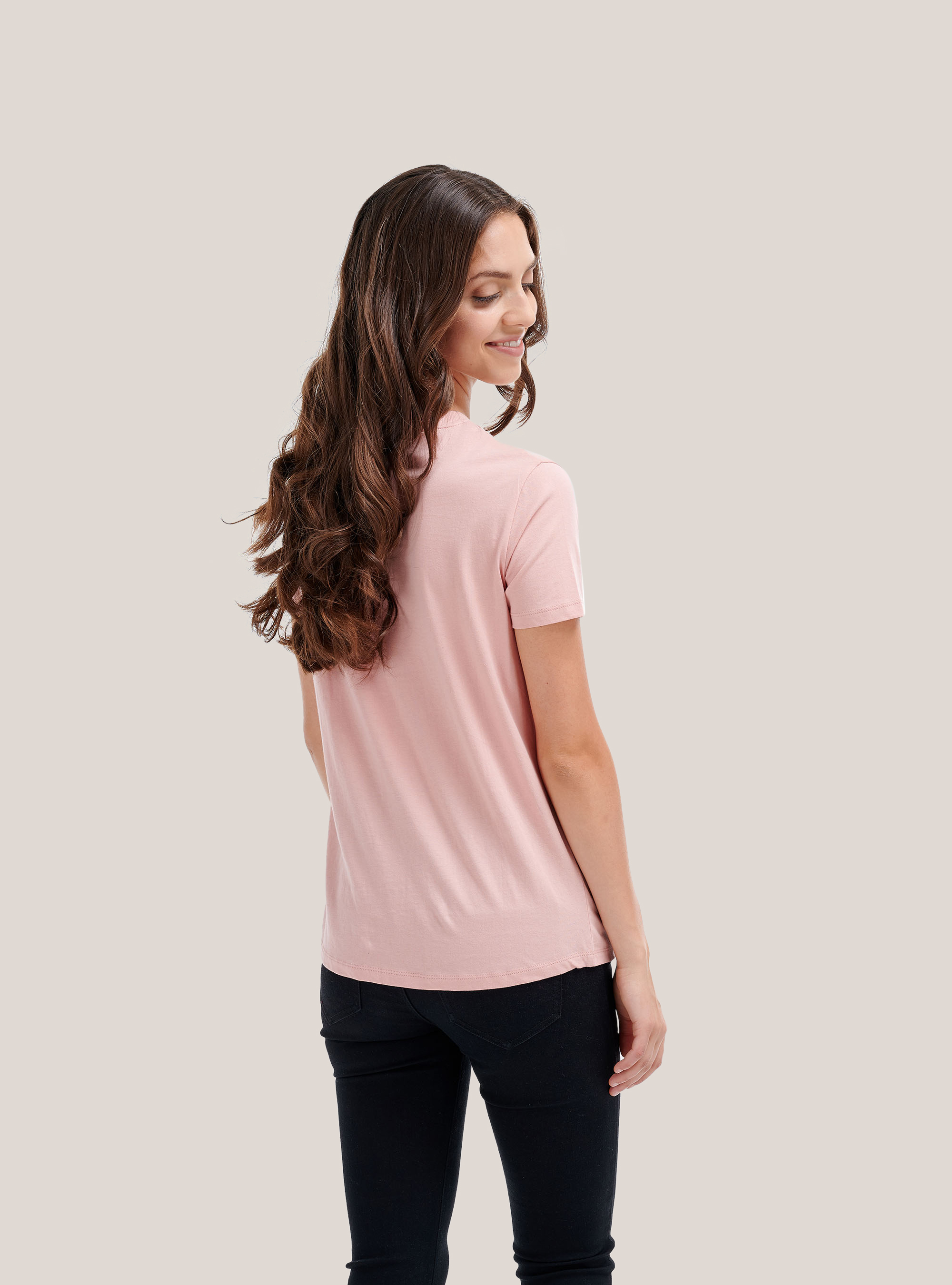 Maglietta tinta unita essential in cotone combed, ROSA