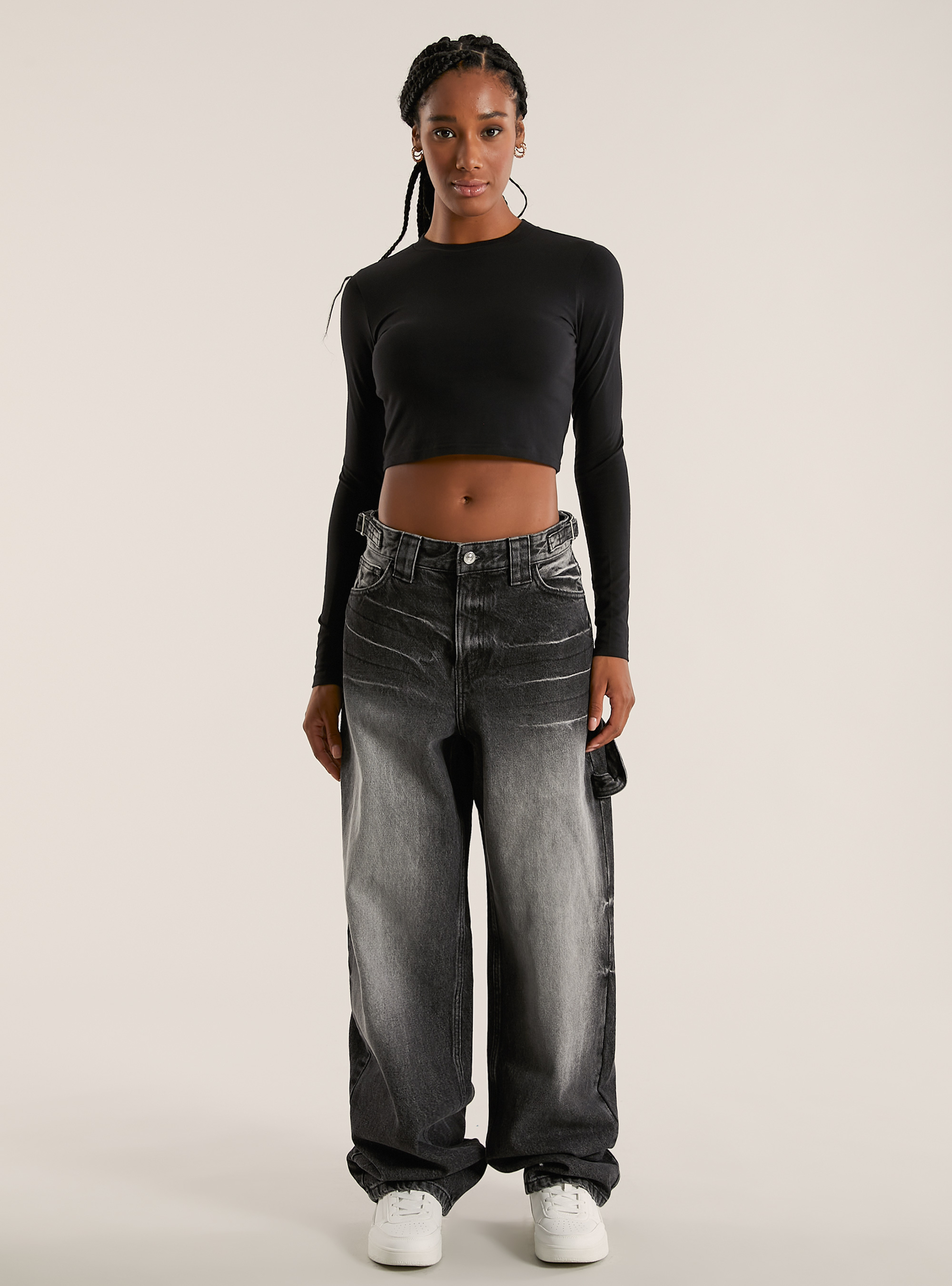 Carpenter balloon jeans with adjustable waist