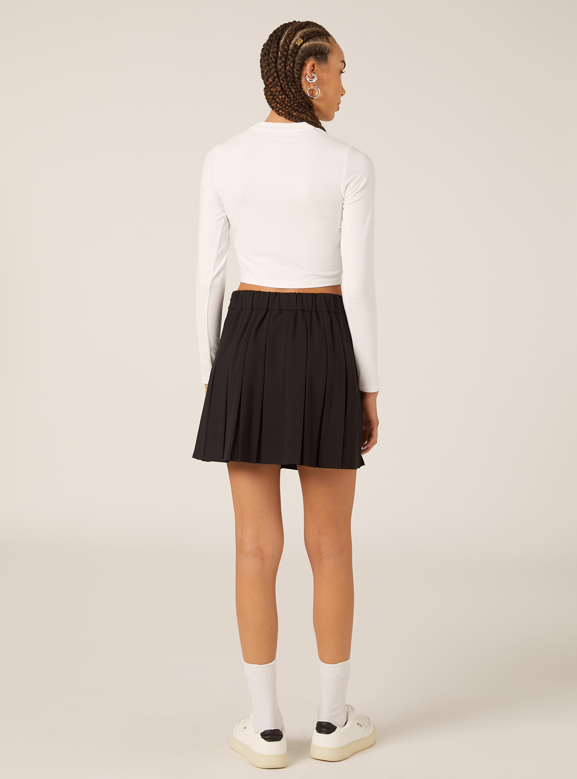 Einfarbiger Faltenminirock, BK1 BLACK