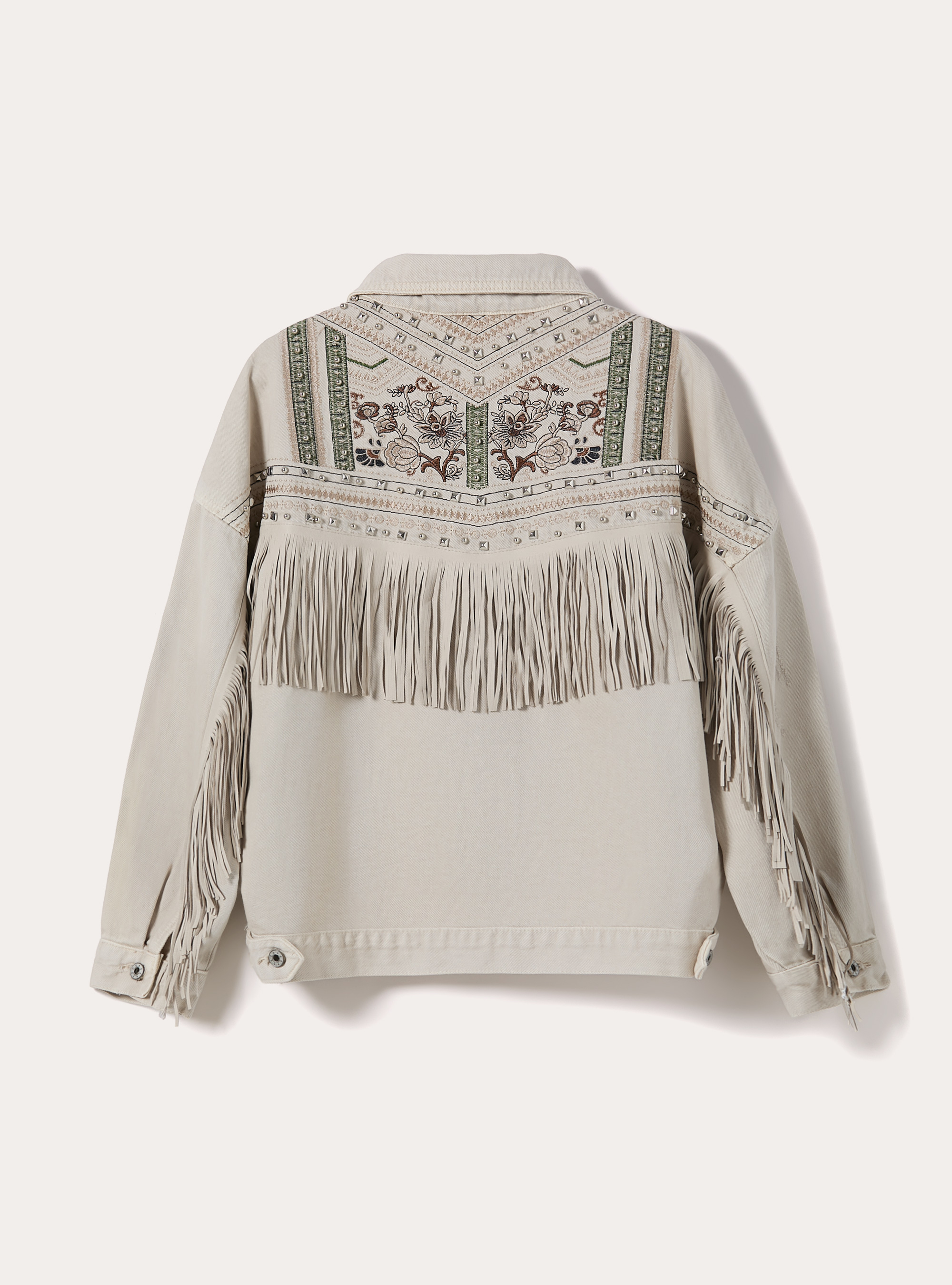 Jeansjacke mit Fransen, BG3 BEIGE LIGHT