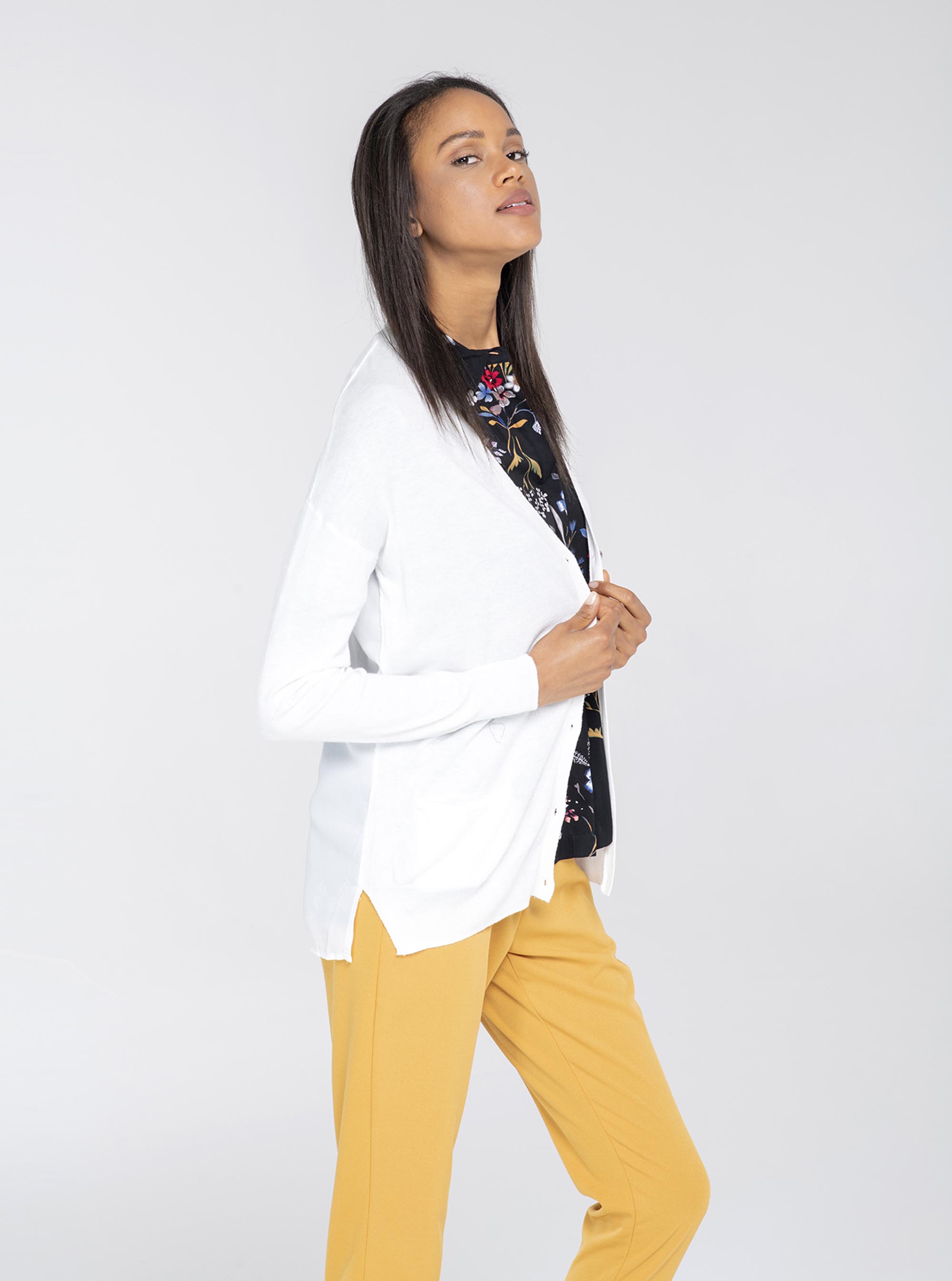 Pullover aperto, BIANCO