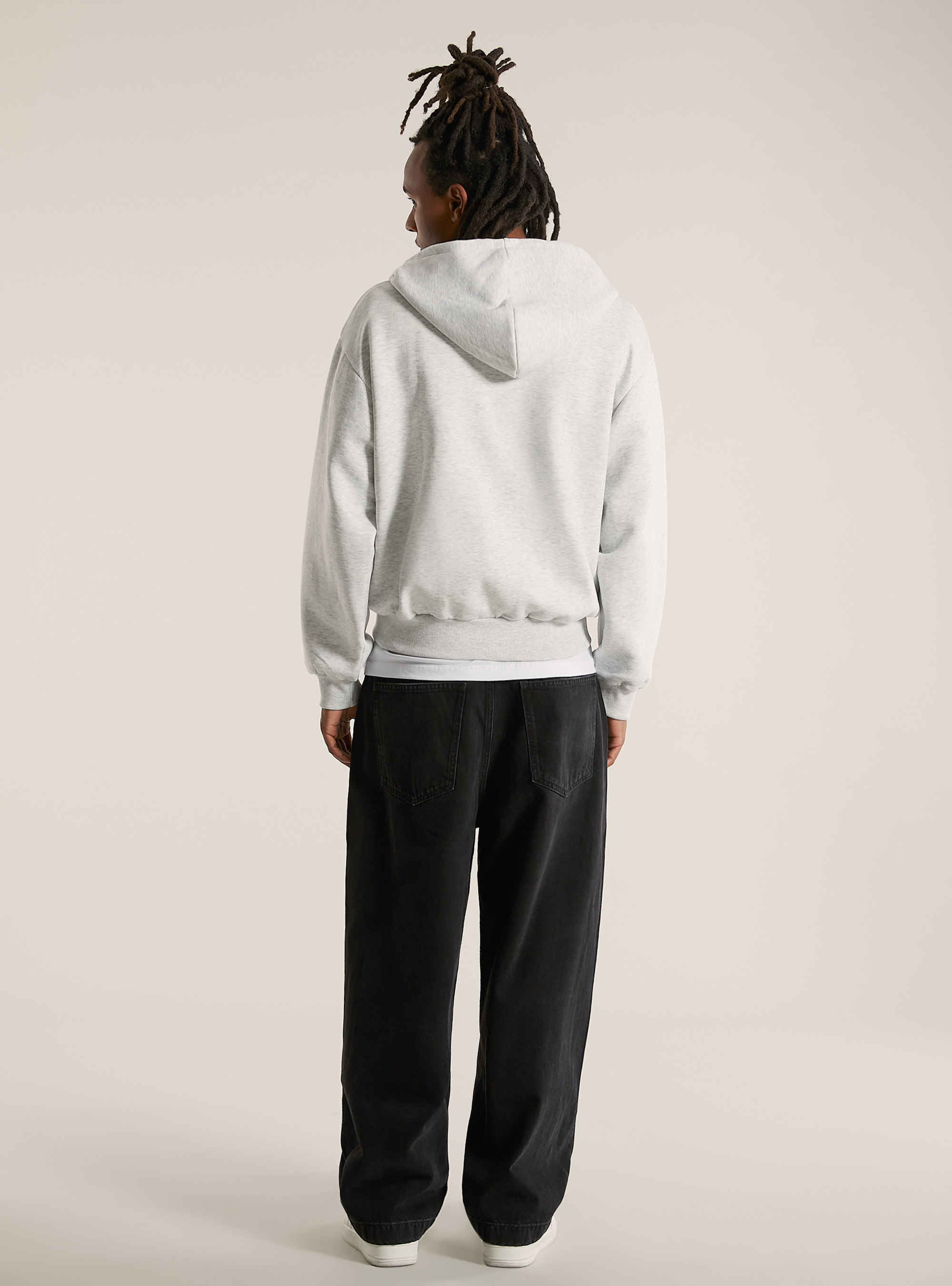 Boxy fit hoodie, MGY3 GREY MEL LIGHT