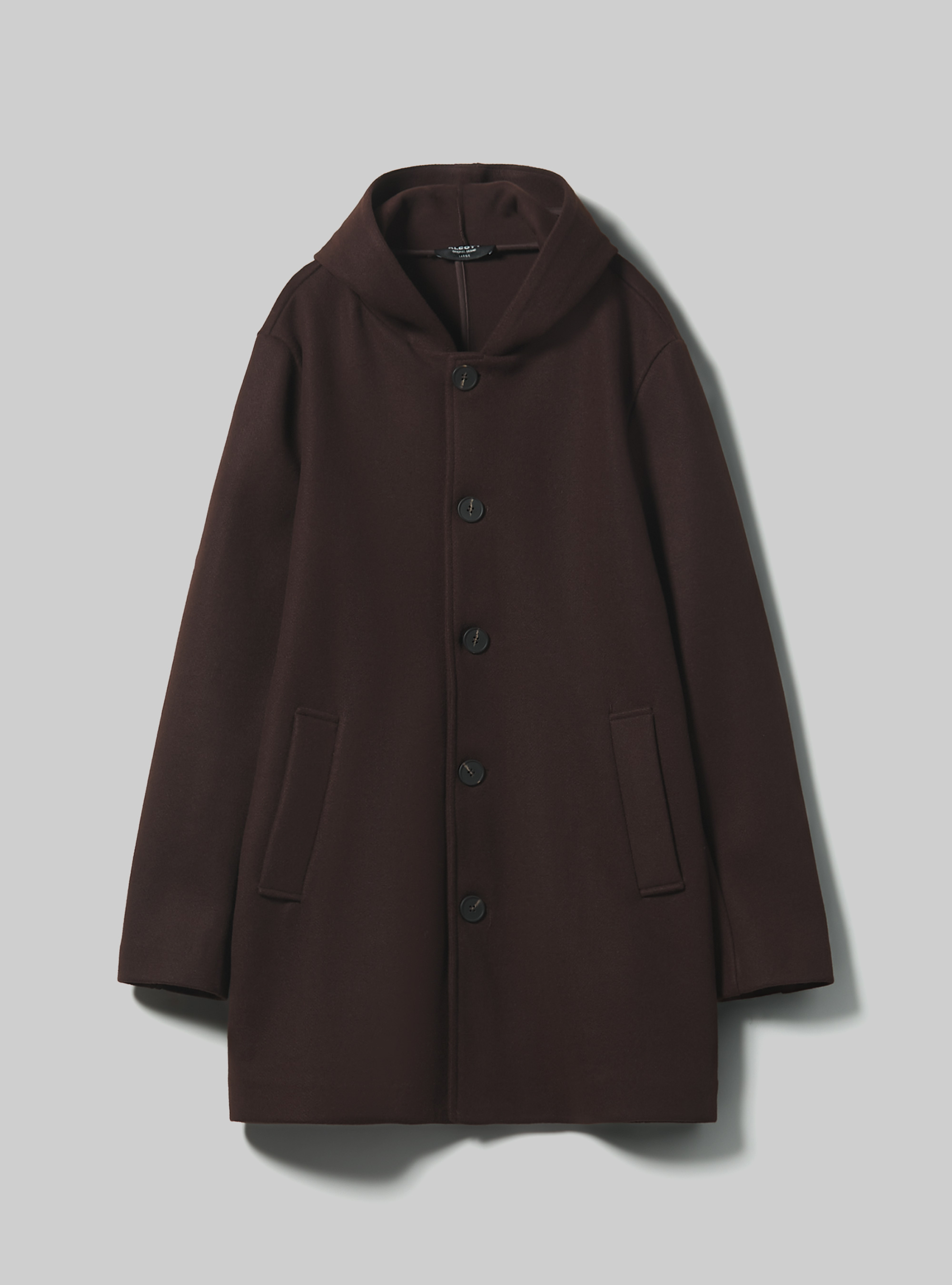 Hooded fabric coat, BR1 BROWN DARK
