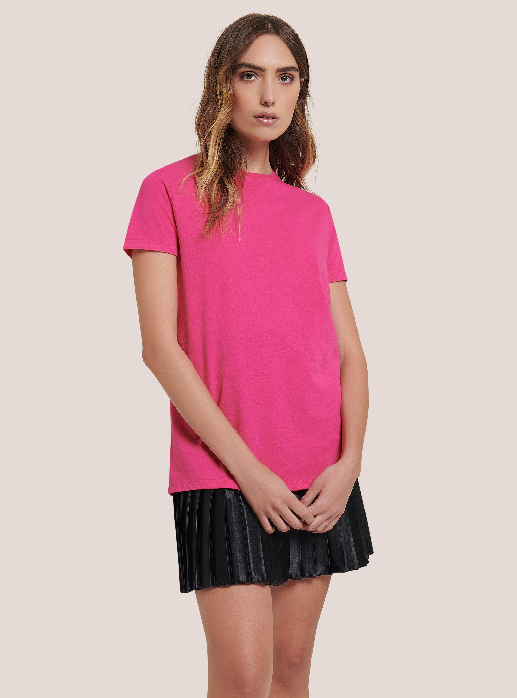 Basic cotton T-shirt, FUXIA