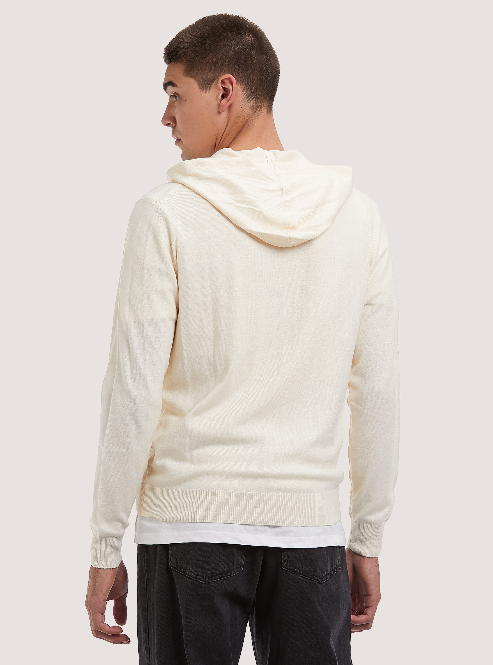 Pullover cardigan with hood, WH1 OFF WHITE