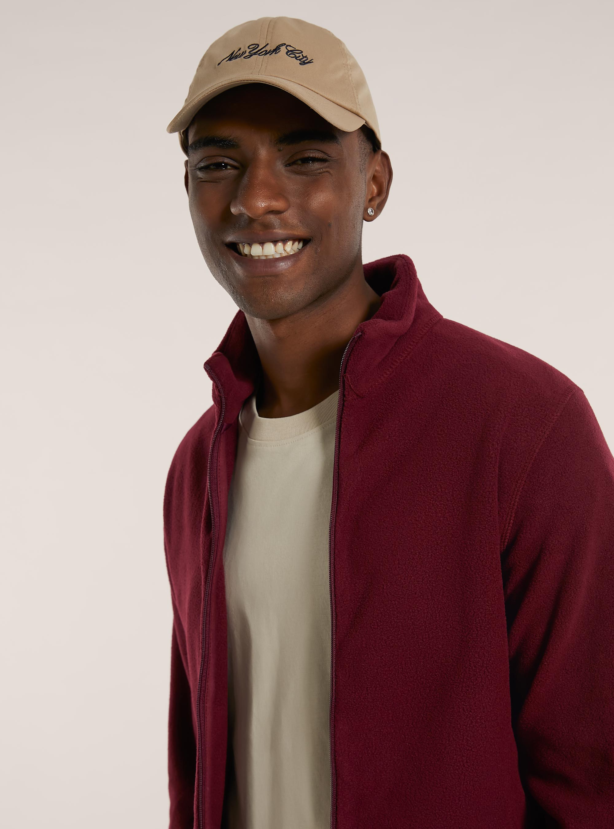 Cardigan polar fleece, BO2 BORDEAUX MEDIUM