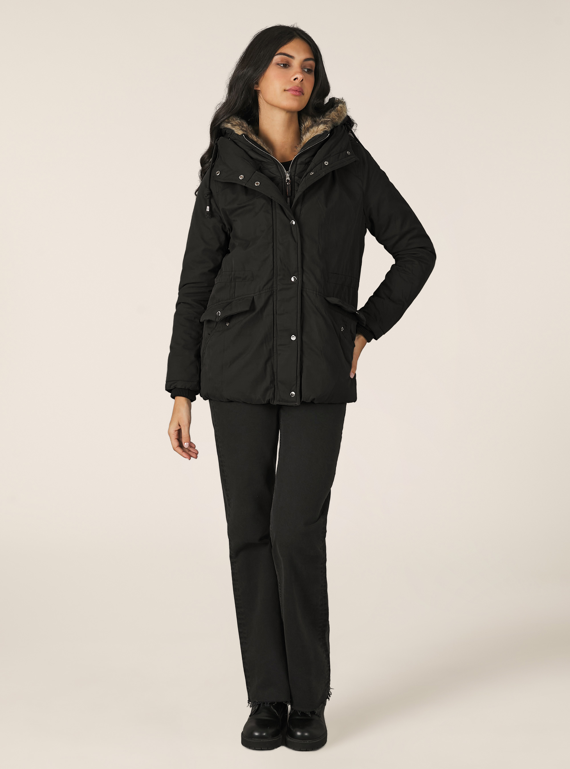 Blouson parka rembourré, C101 BLACK