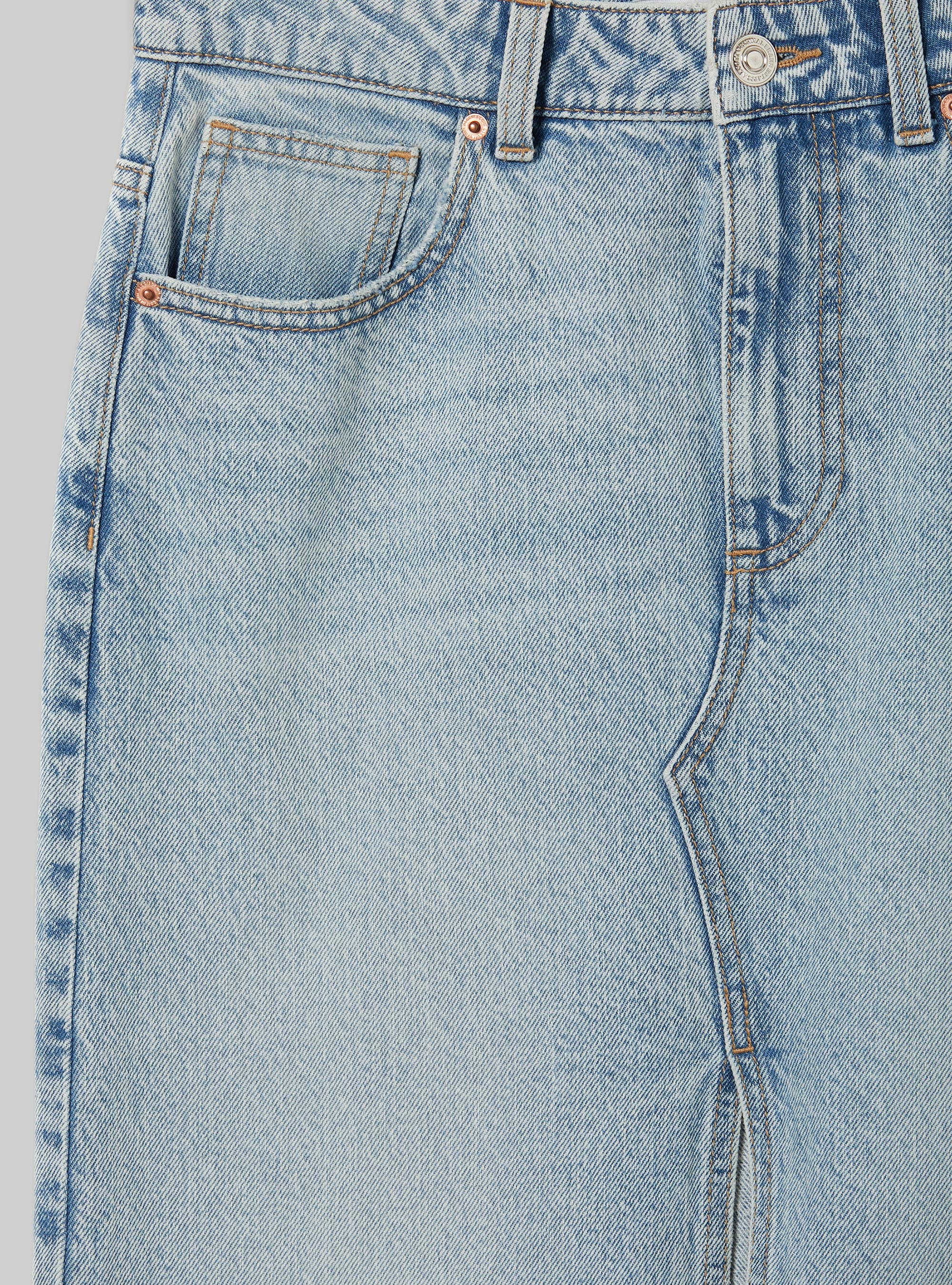 Denim long skirt, D006 AZURE