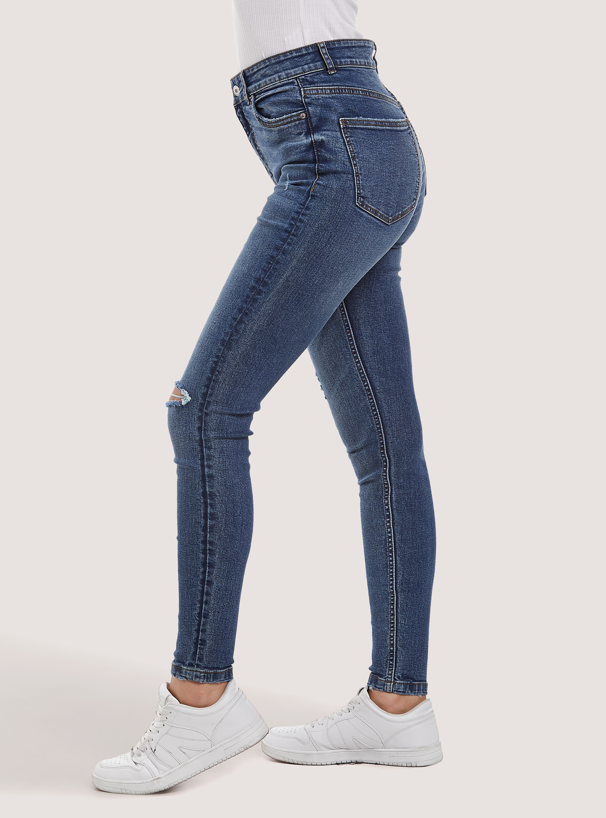 Skinny super high waist jeans, D003 MEDIUM BLUE