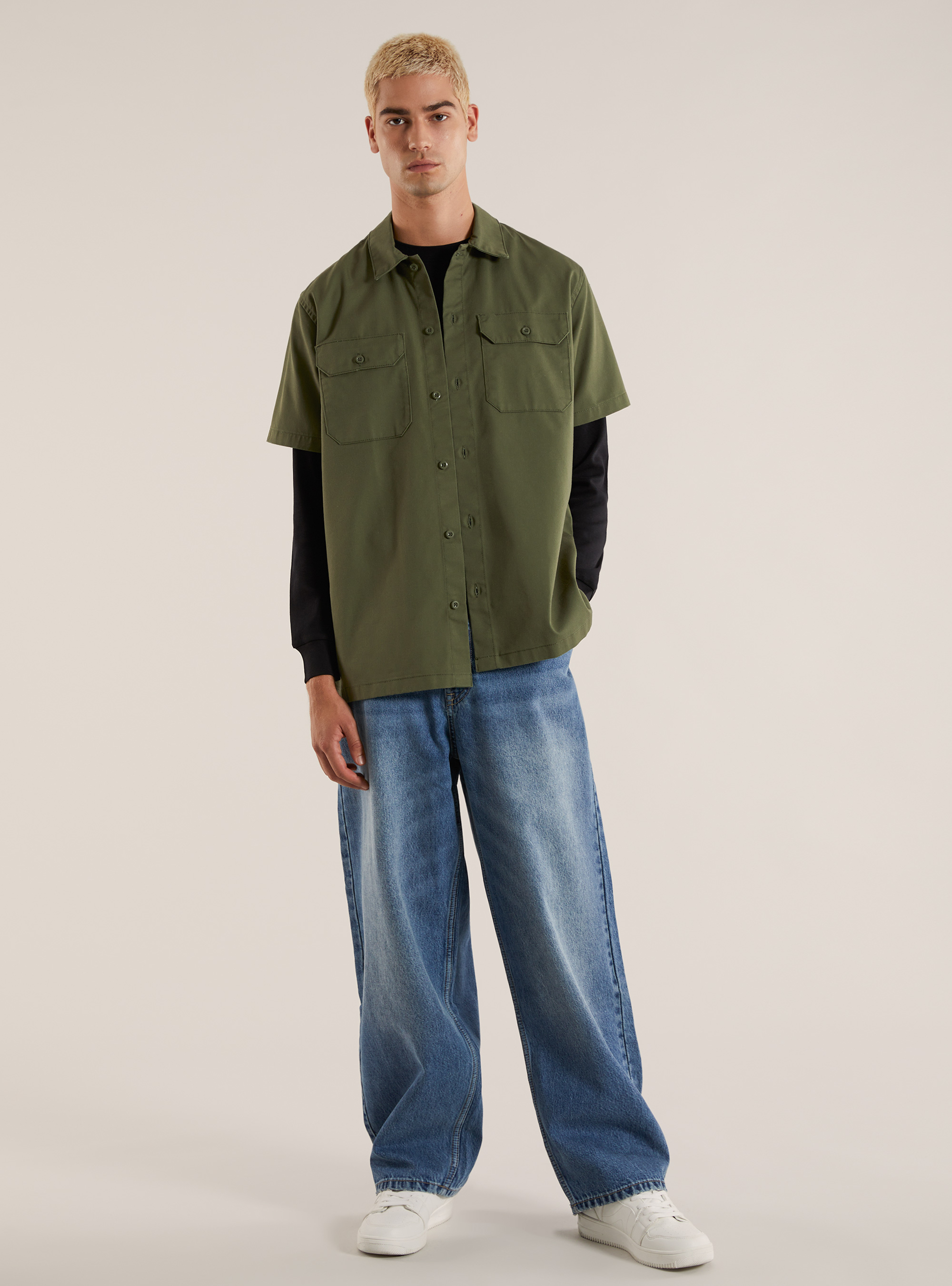 Twill shirt with large pockets, KY2 KAKY MEDIUM