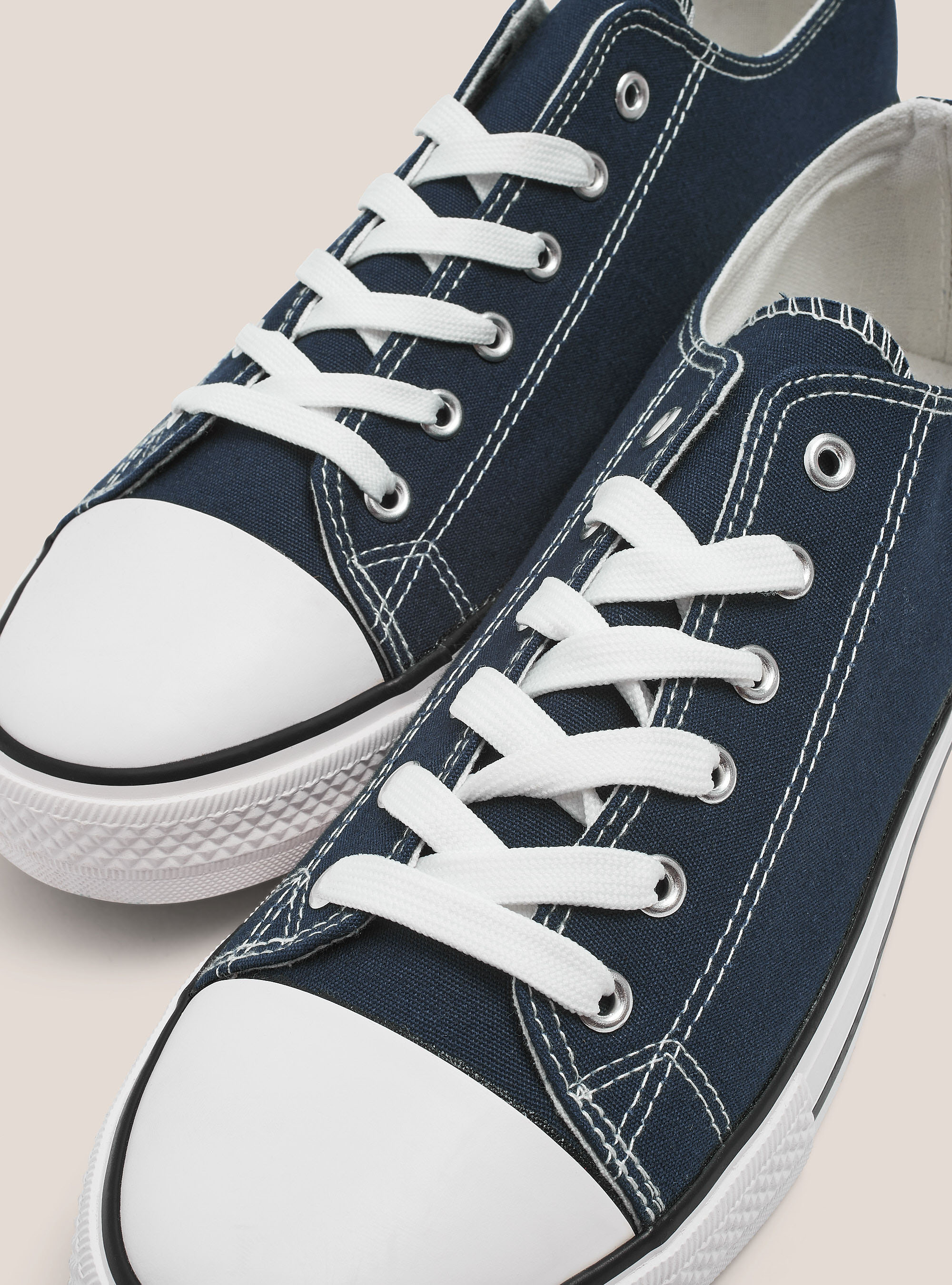 Low trainers in light fabric, BLUE