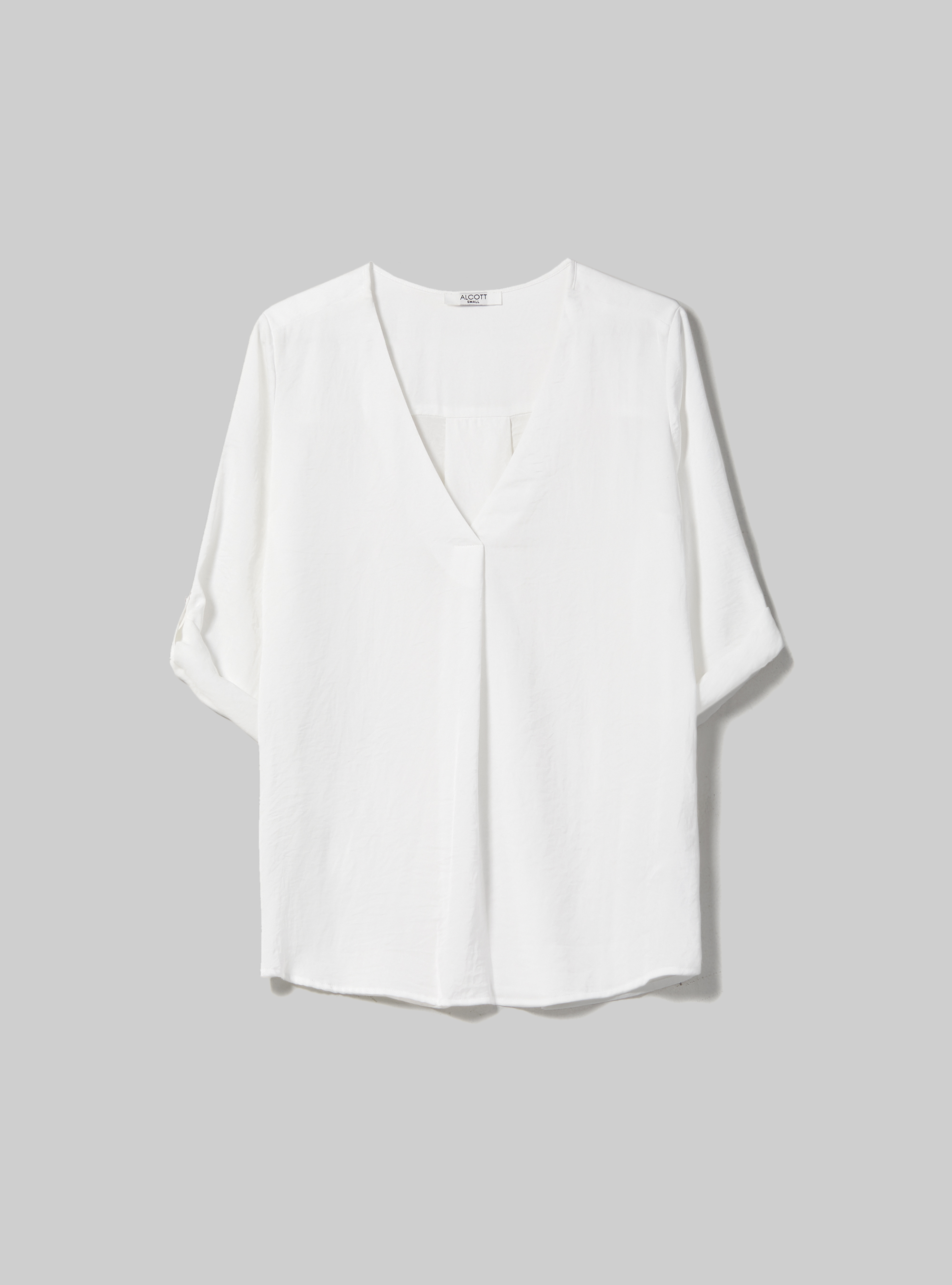 Blusa con scollatura in tinta unita, WH2 WHITE