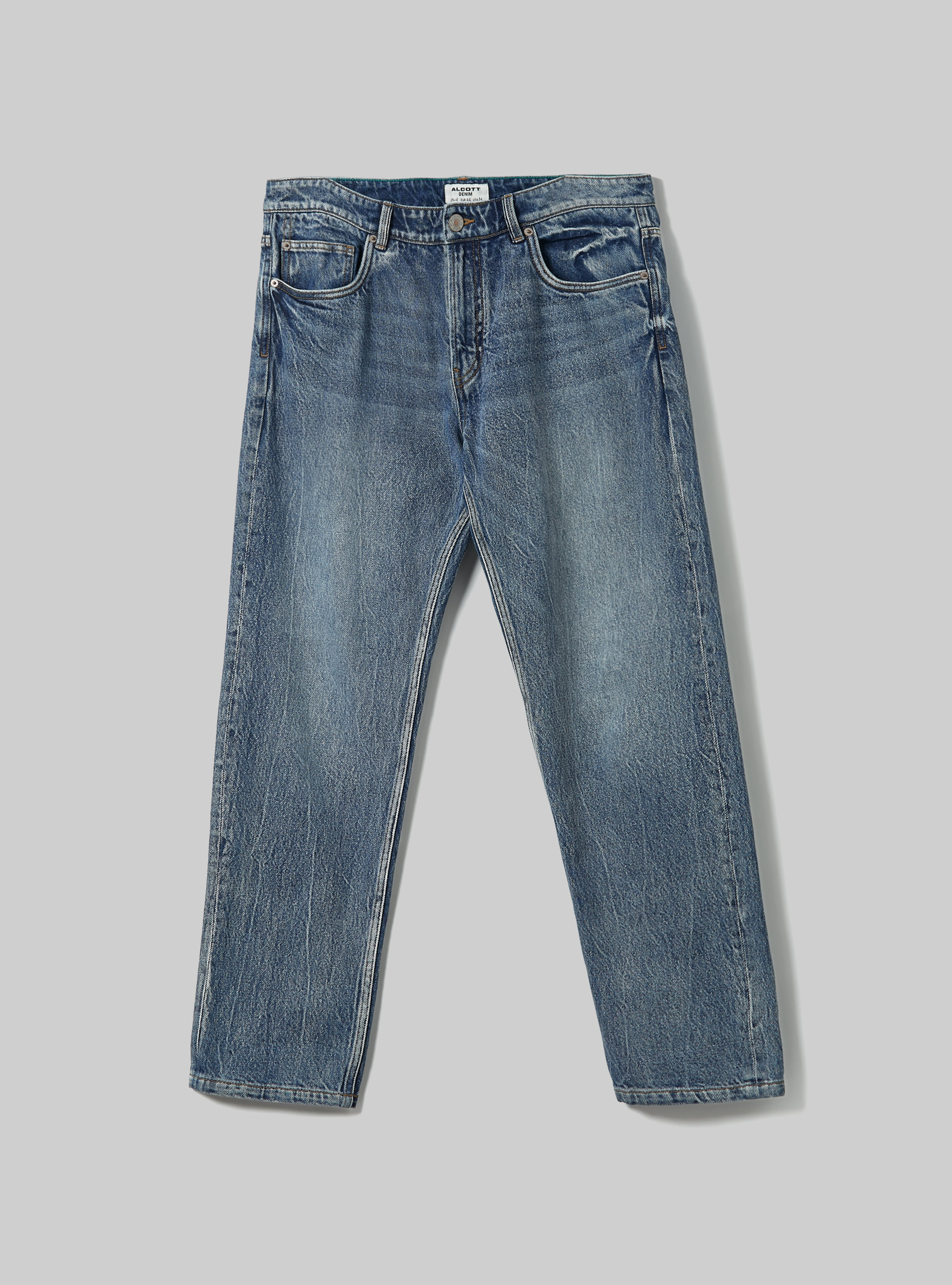 Straight Fit Cotton Jeans, D002 MEDIUM DARK BLUE