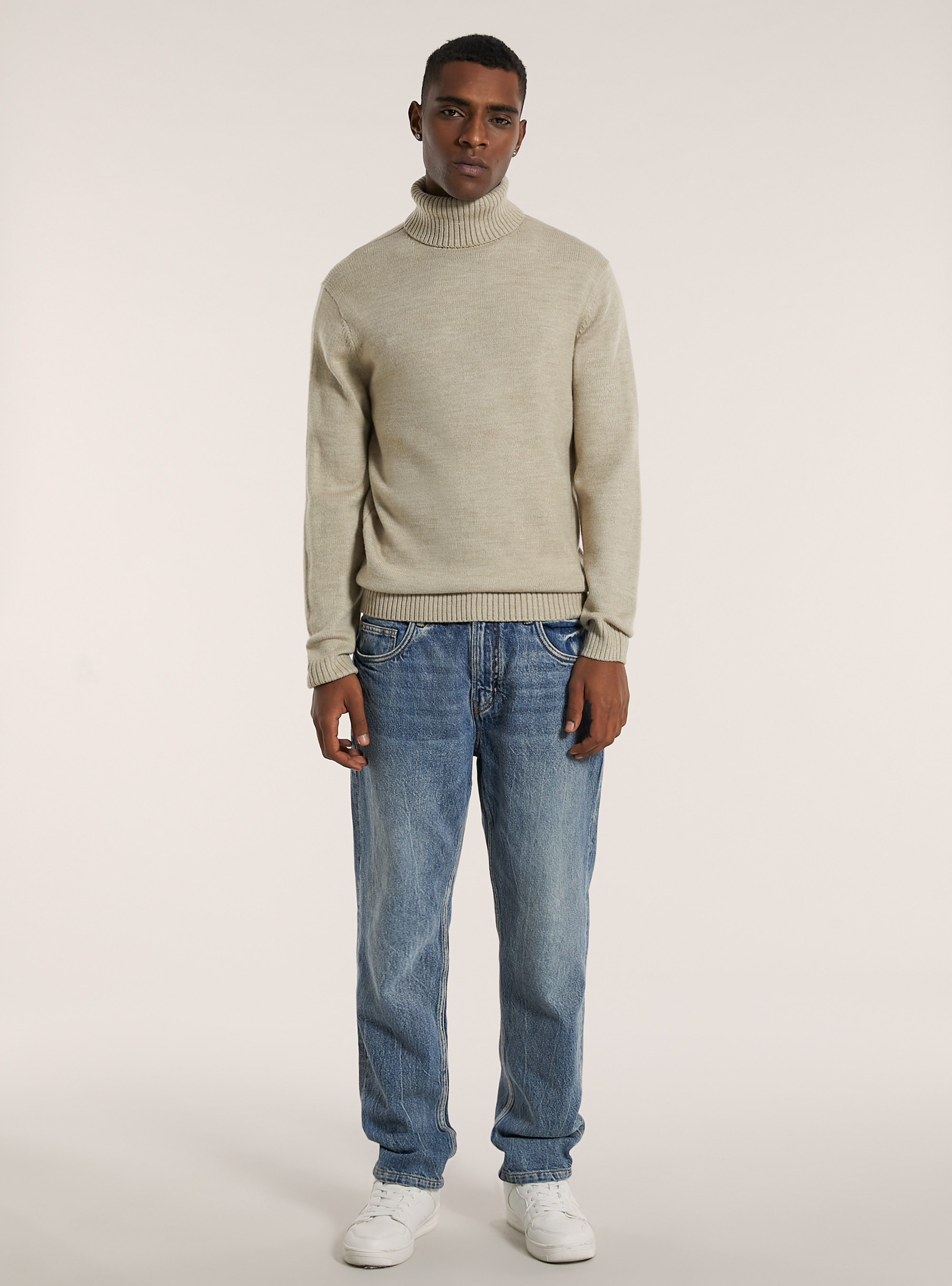 Maglione collo alto, MBG2 BEIGE MEL MED