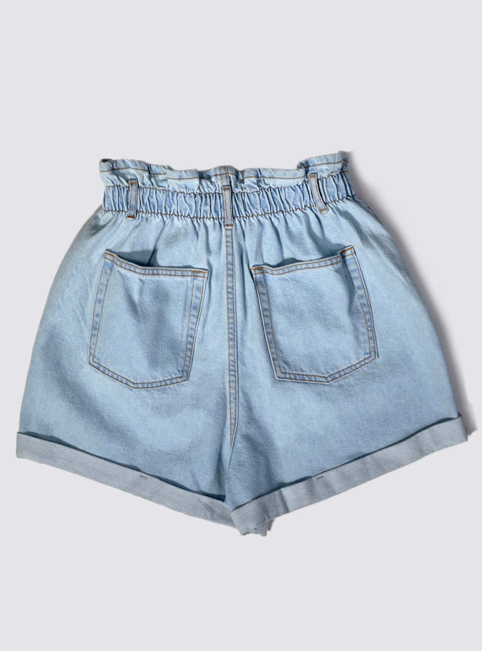 Shorts denim con elastico, AZURE