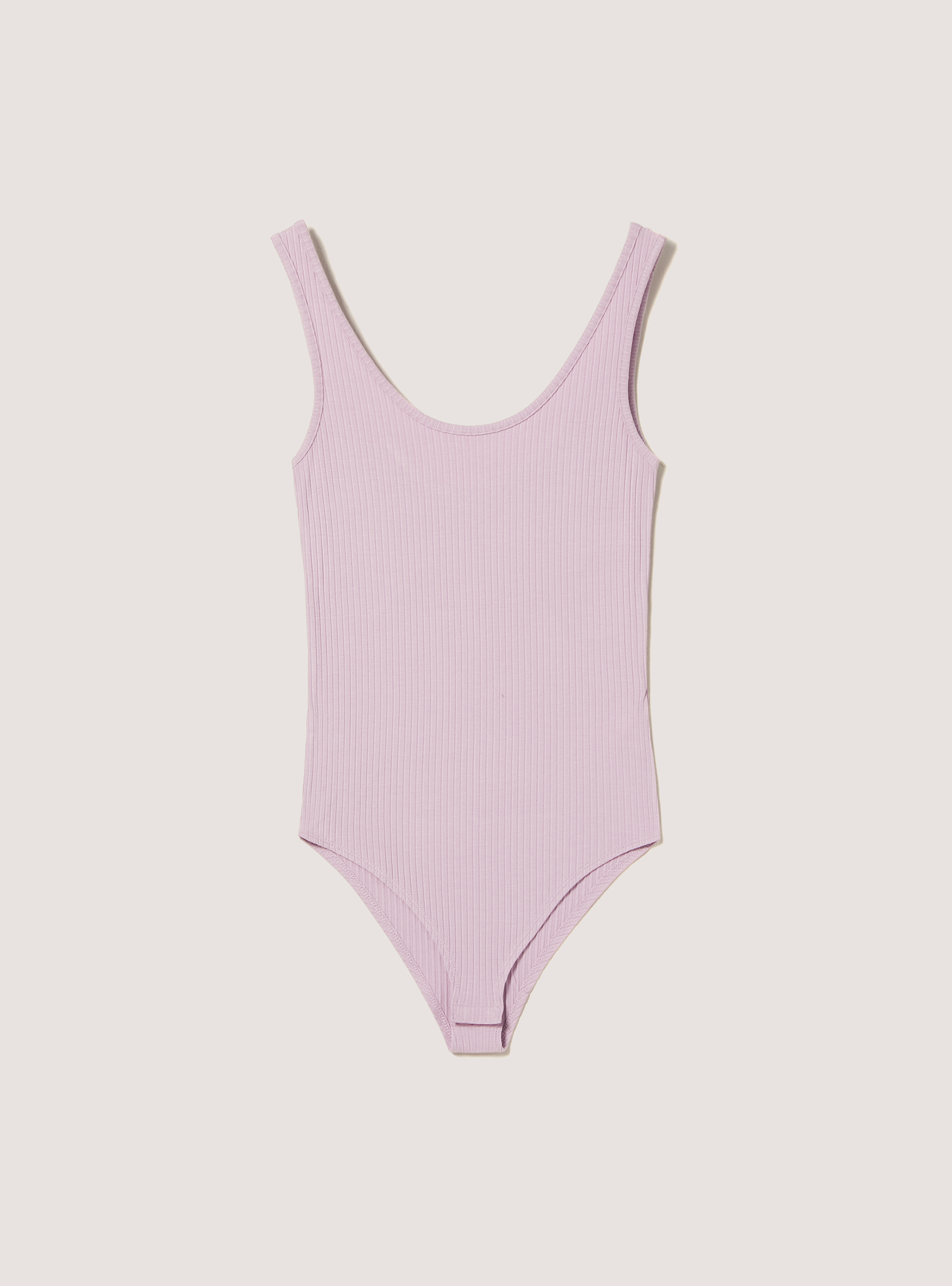 Basic ribbed cotton bodysuit, C4546 LILLAC