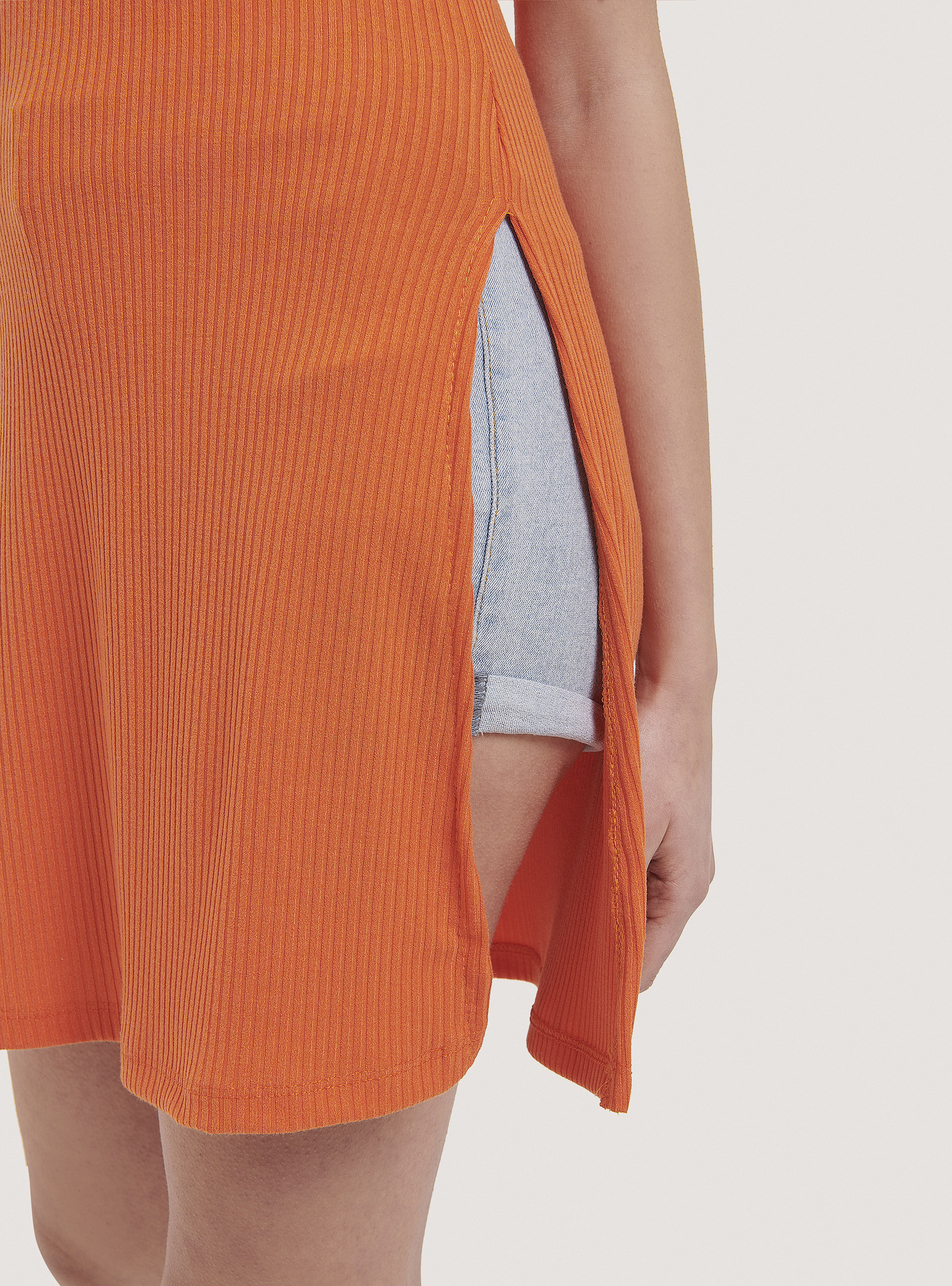 Long ribbed tank top, C330 ORANGE