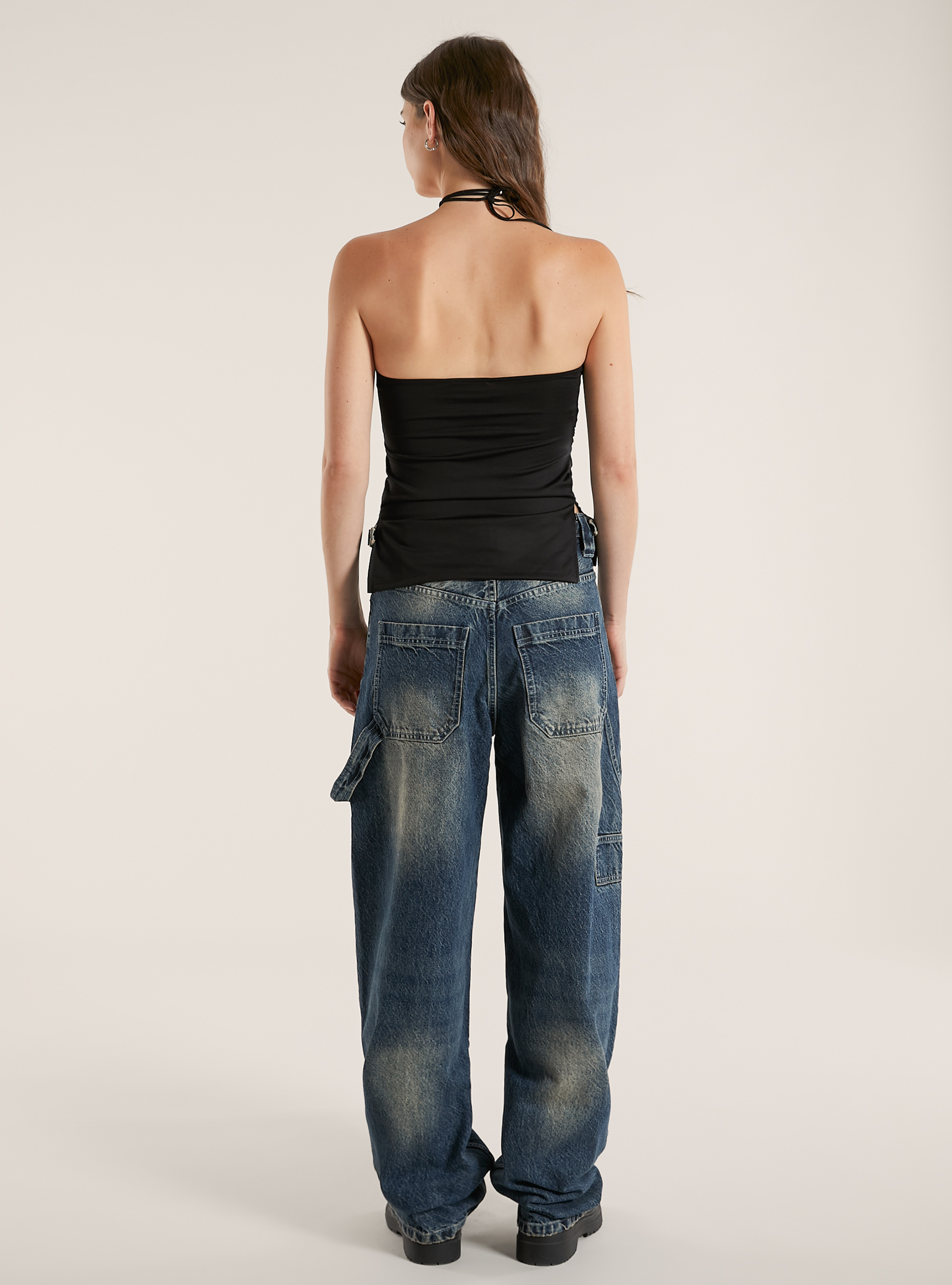 Top a fascia con spacchi laterali, BK1 BLACK