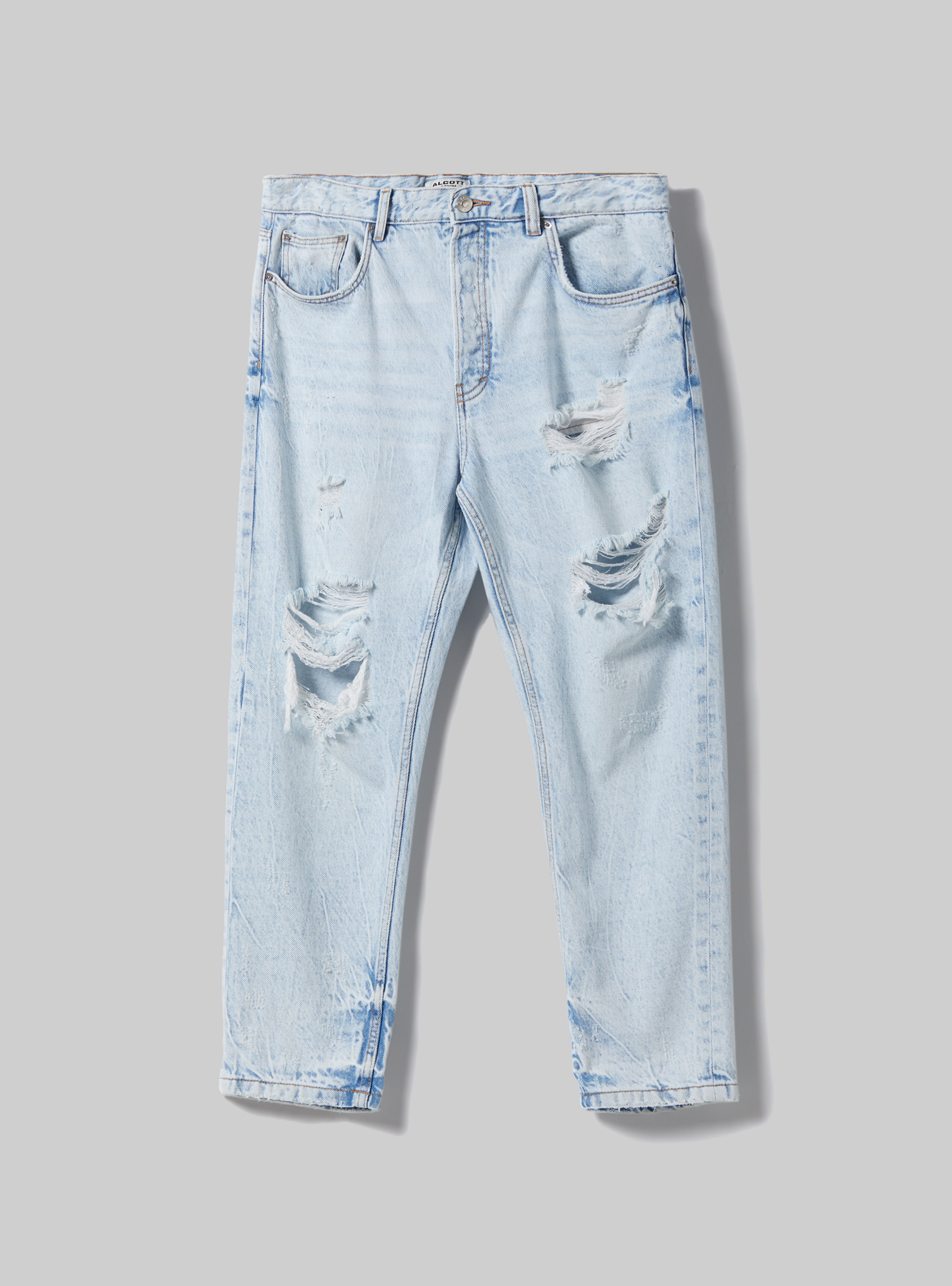 Slim fit jeans with rips, D007 LIGHT AZURE