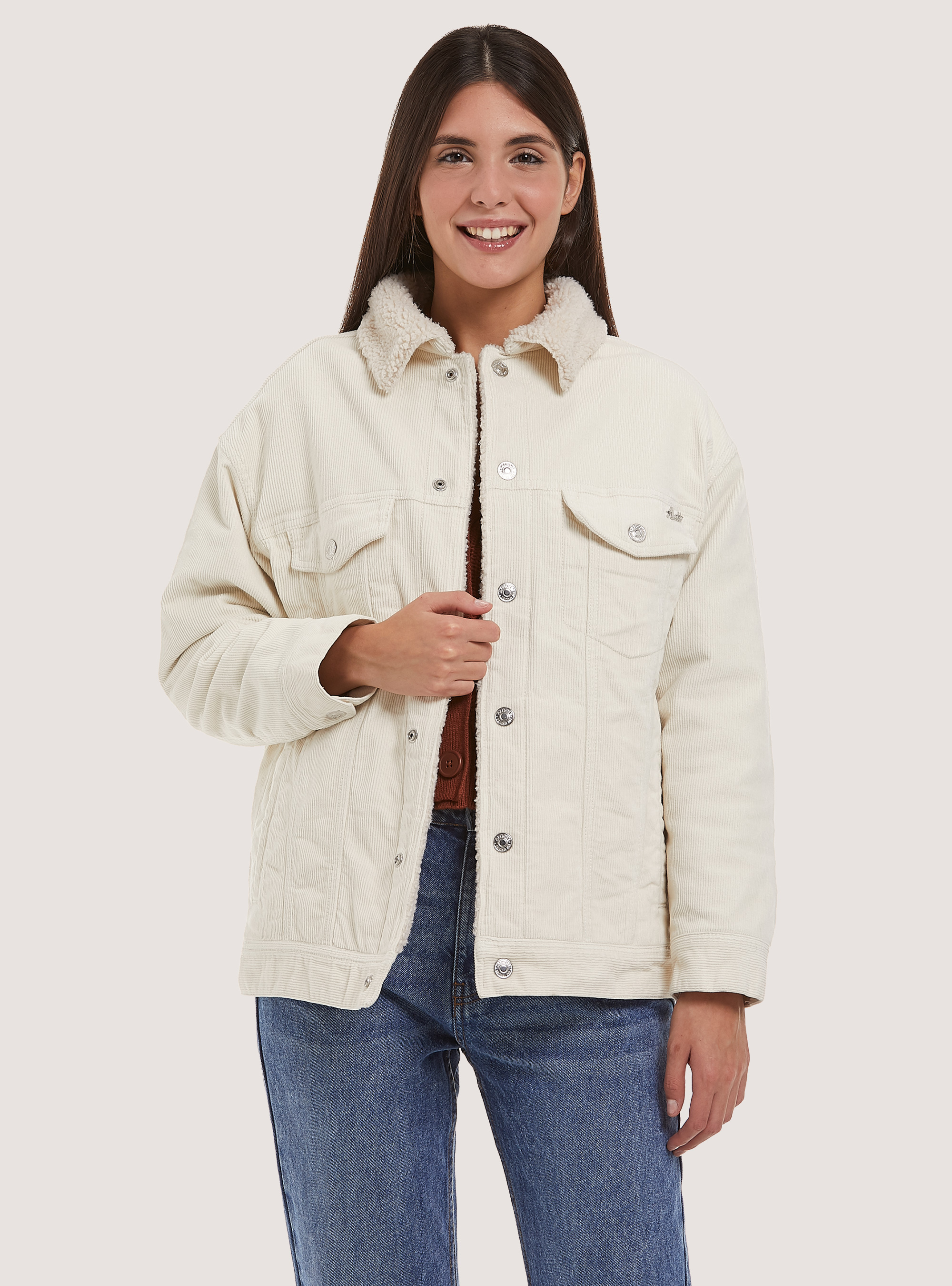 Veste de camionneur avec doublure en peluche, WH1 OFF WHITE