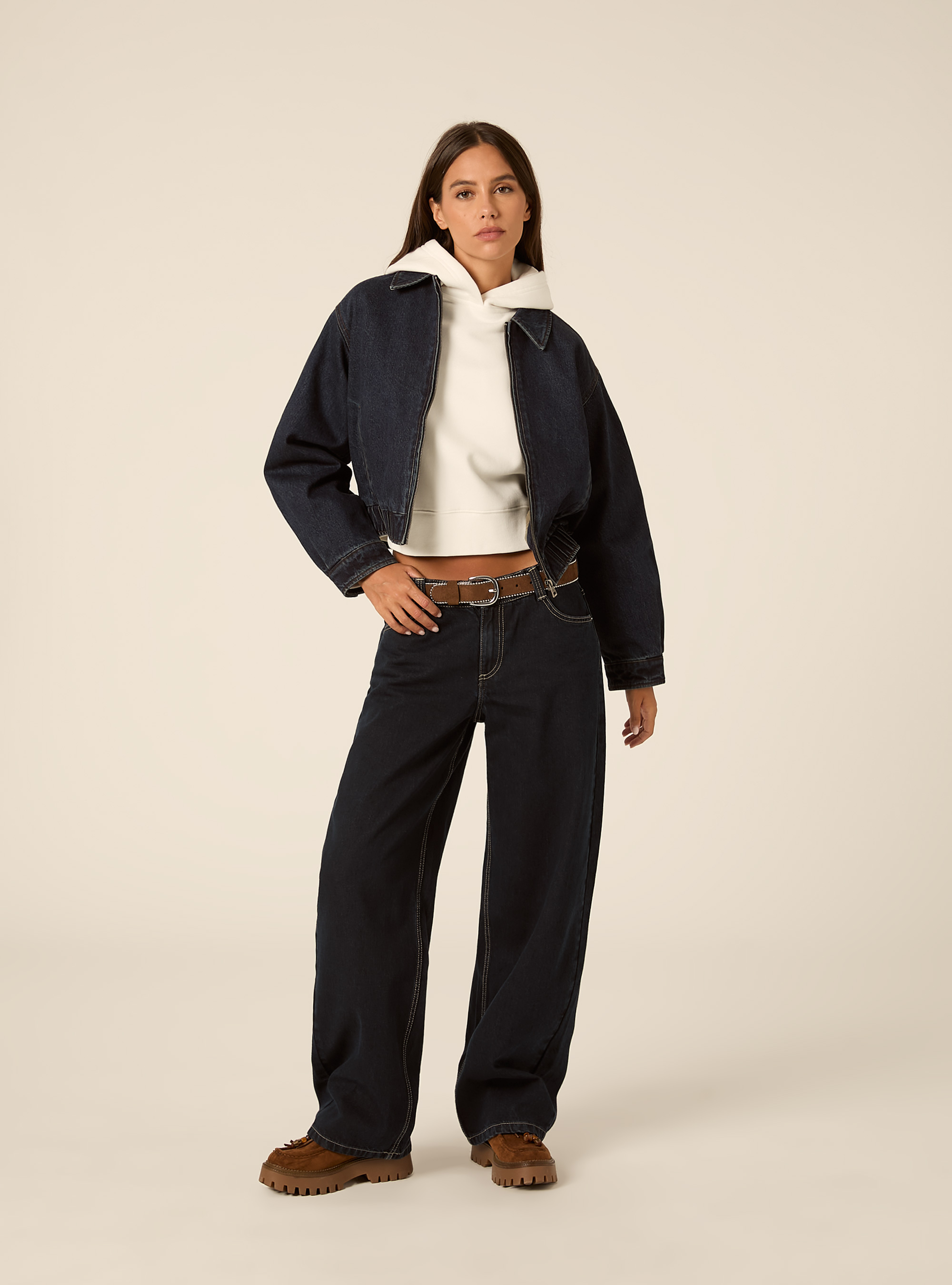 Giubbotto in denim corto, D002 MEDIUM DARK BLUE