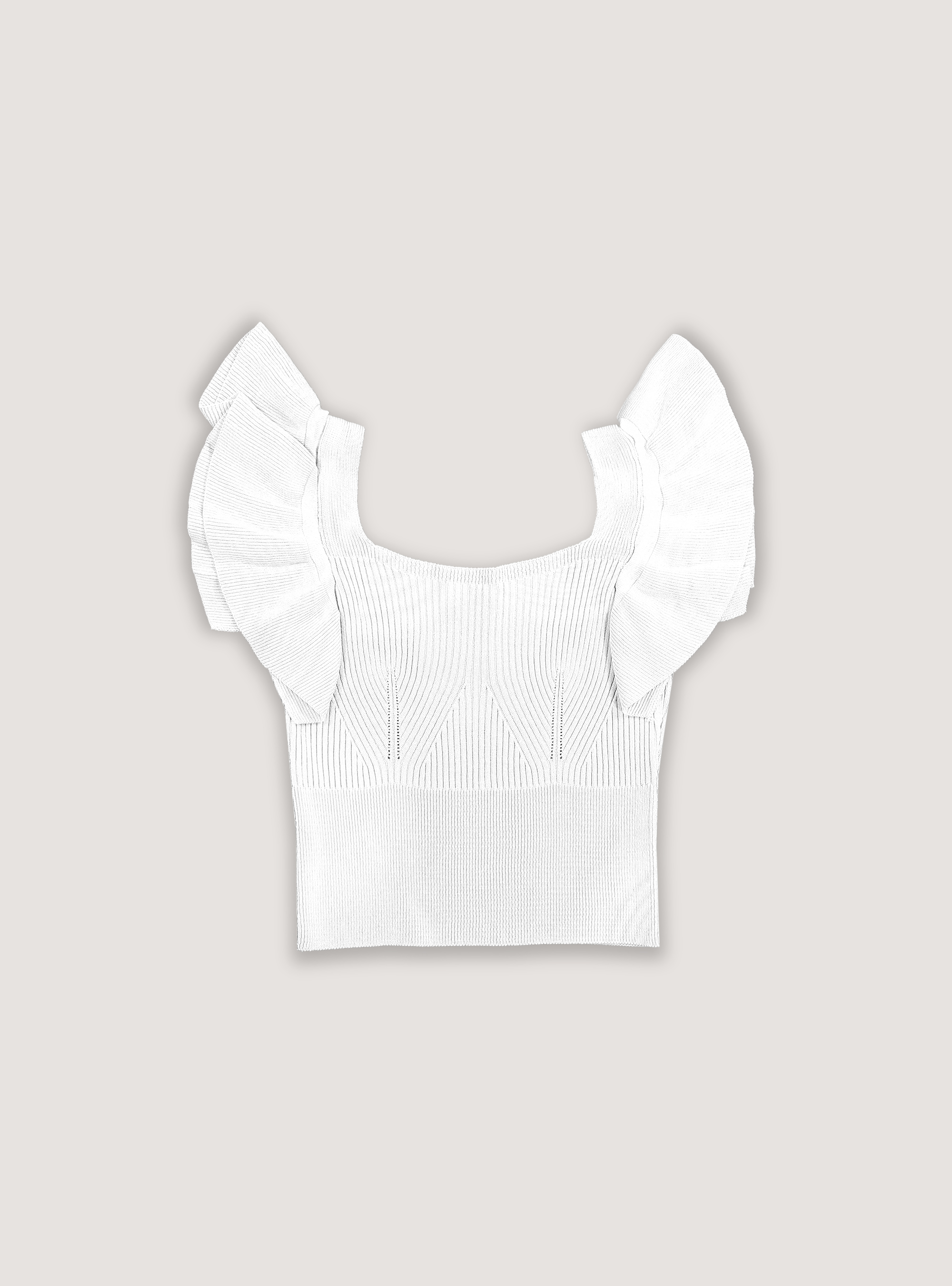 Top cropped con rouches, WH1 OFF WHITE