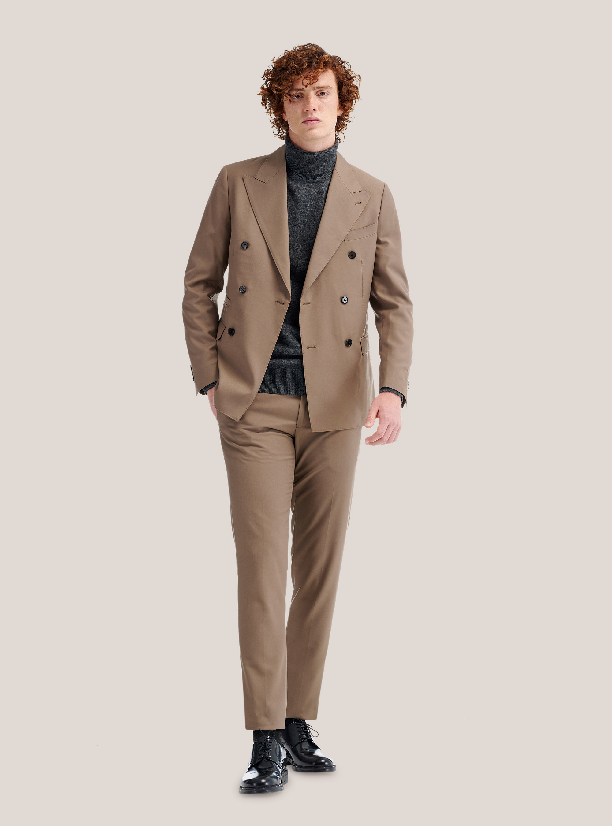 Solid color suit trousers, BEIGE