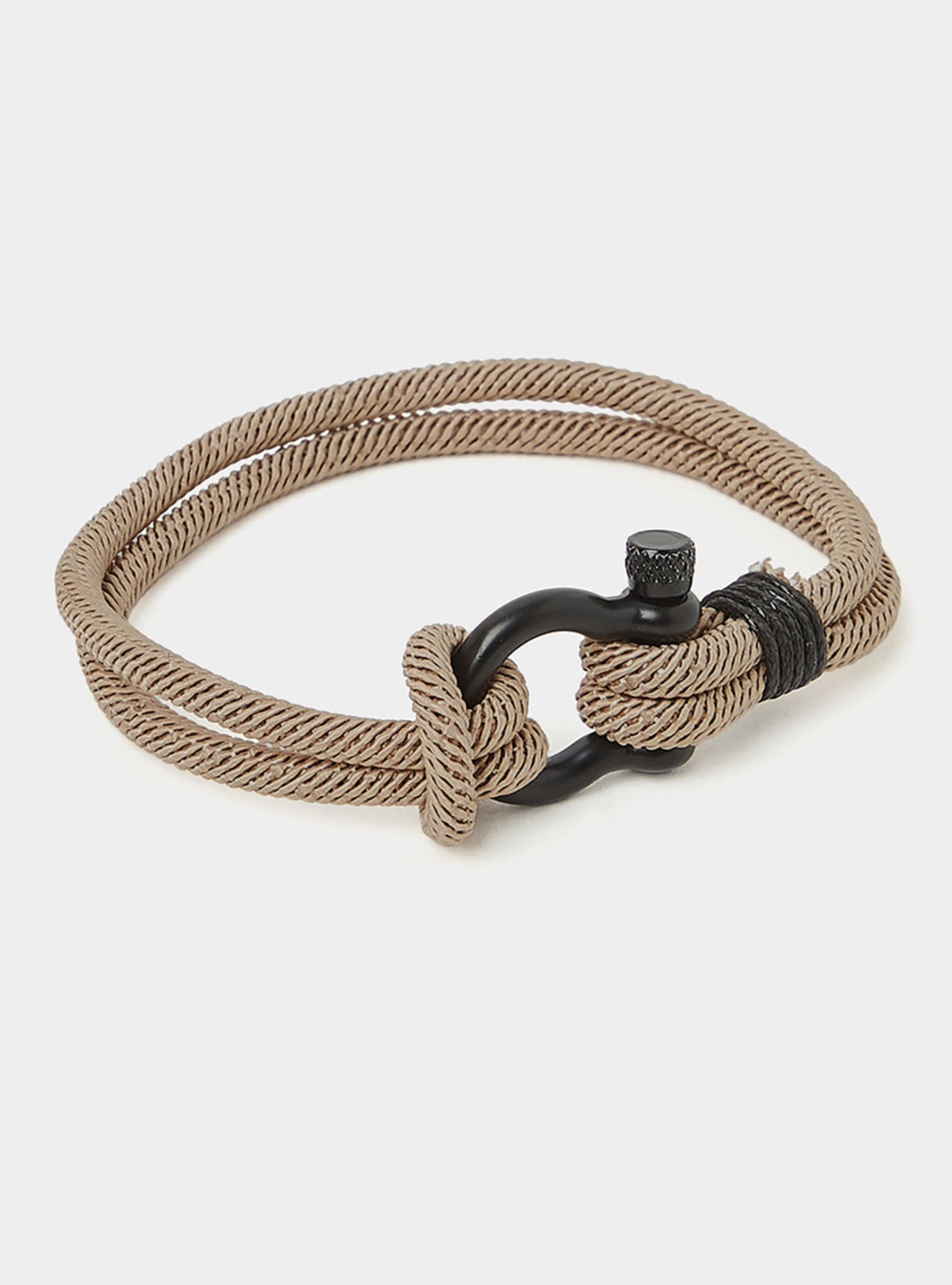 Bracciale in corda con chiusura metallica, BG2 BEIGE MEDIUM