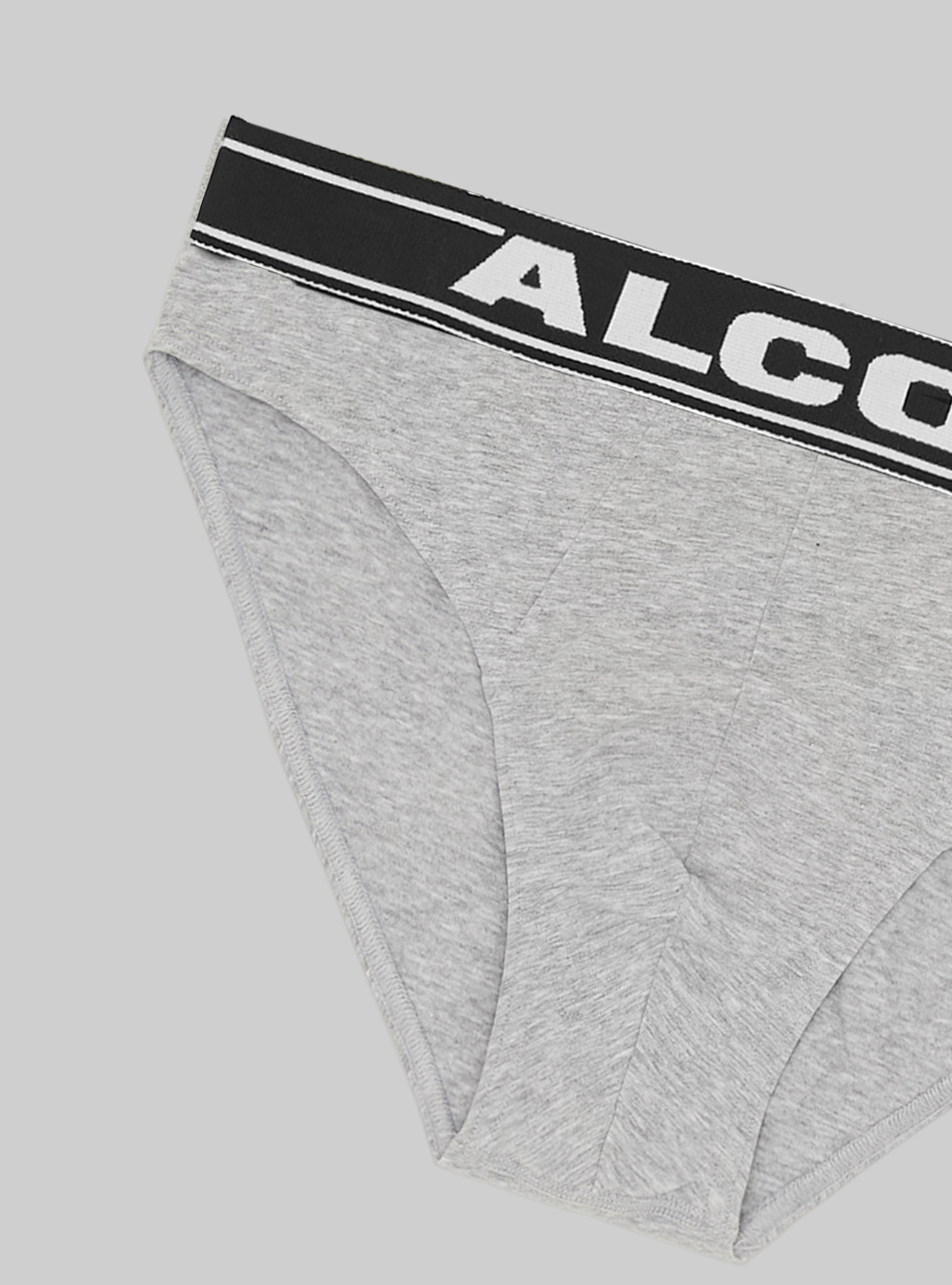 Stretch cotton briefs with logo, MGY2 GREY MEL MEDIUM