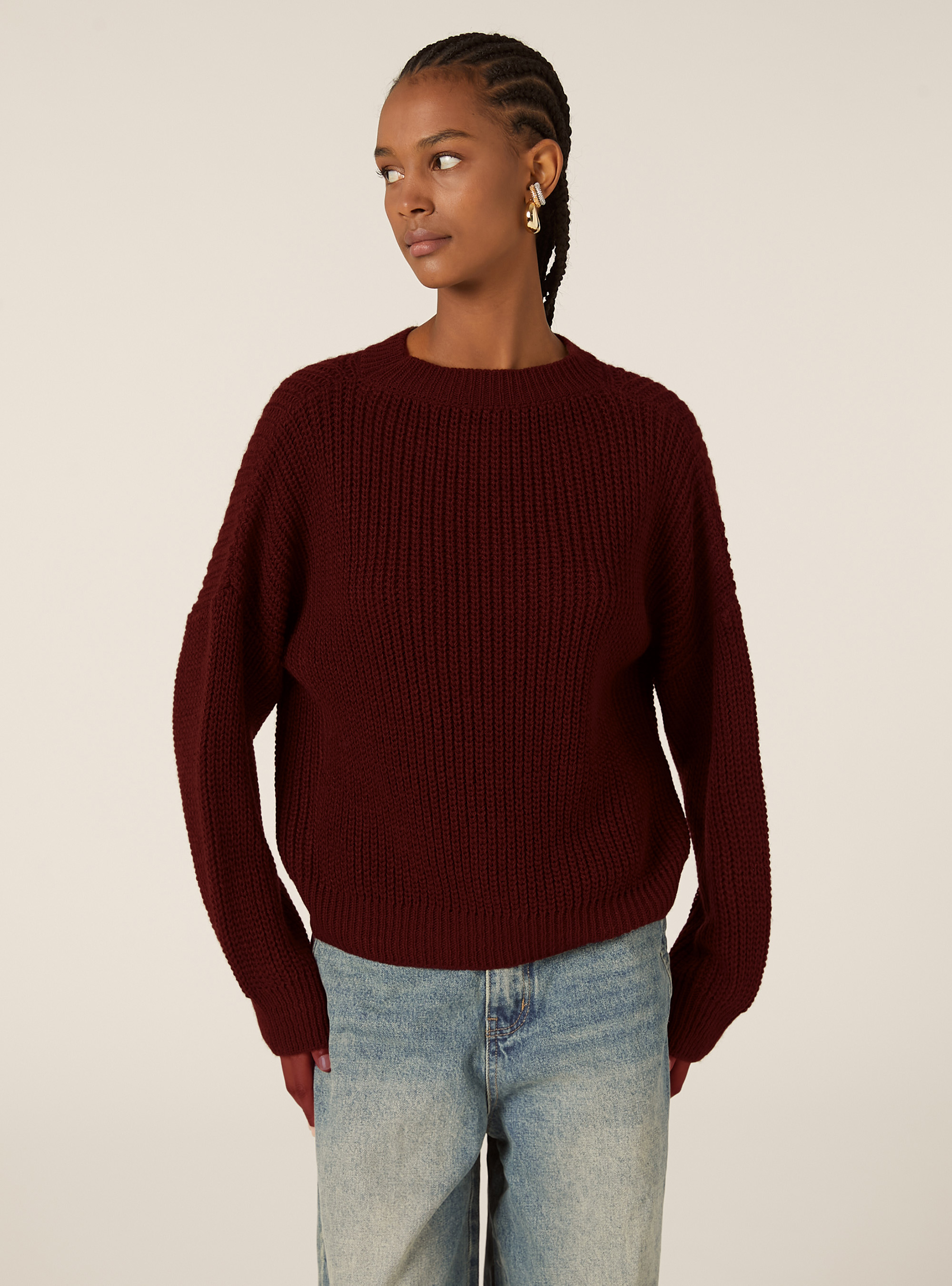 Pullover girocollo, BO2 BORDEAUX MEDIUM