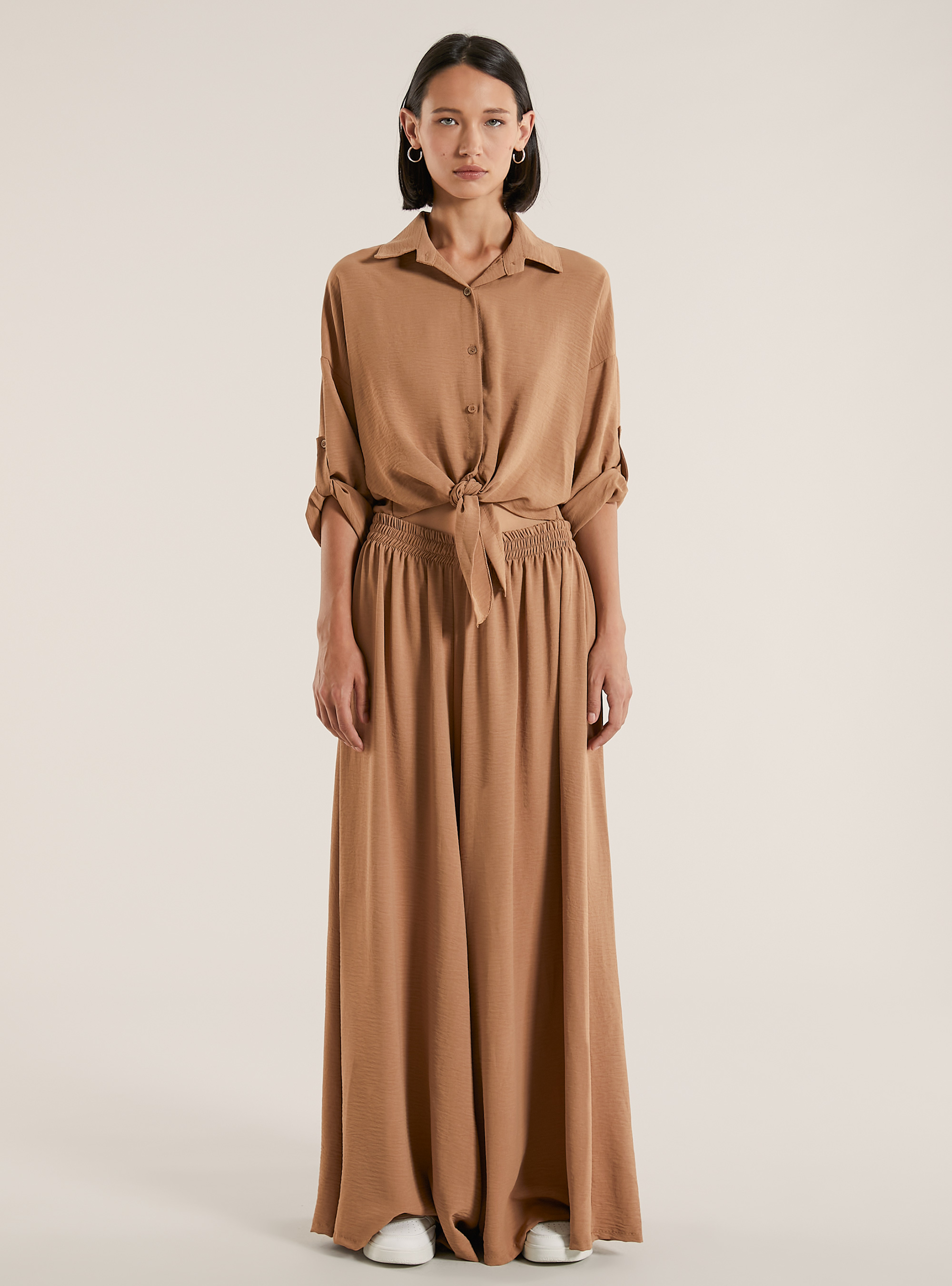 Pantaloni larghi tinta unita, TB2 TOBACCO MEDIUM