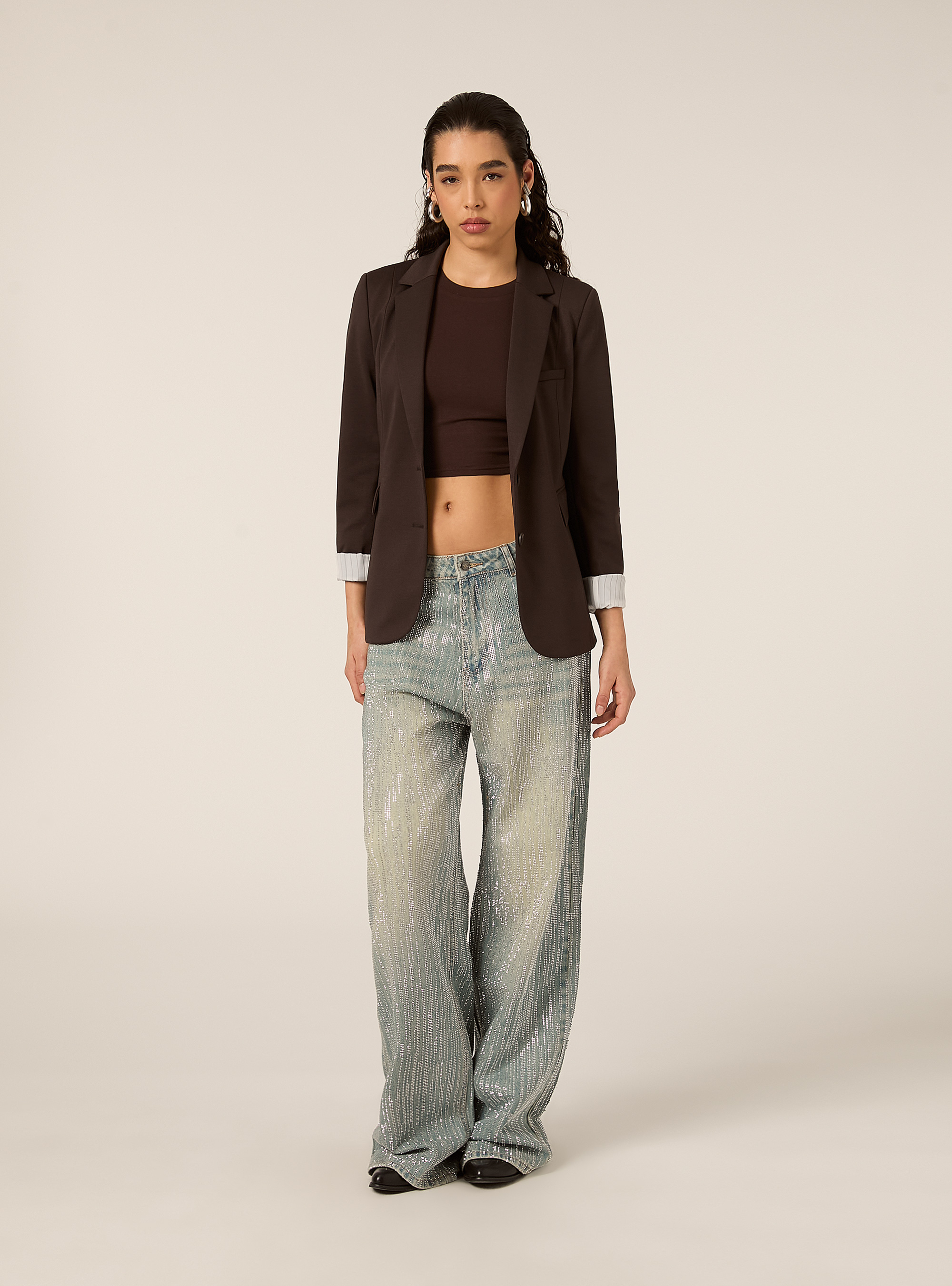 Jersey blazer, BR1 BROWN DARK