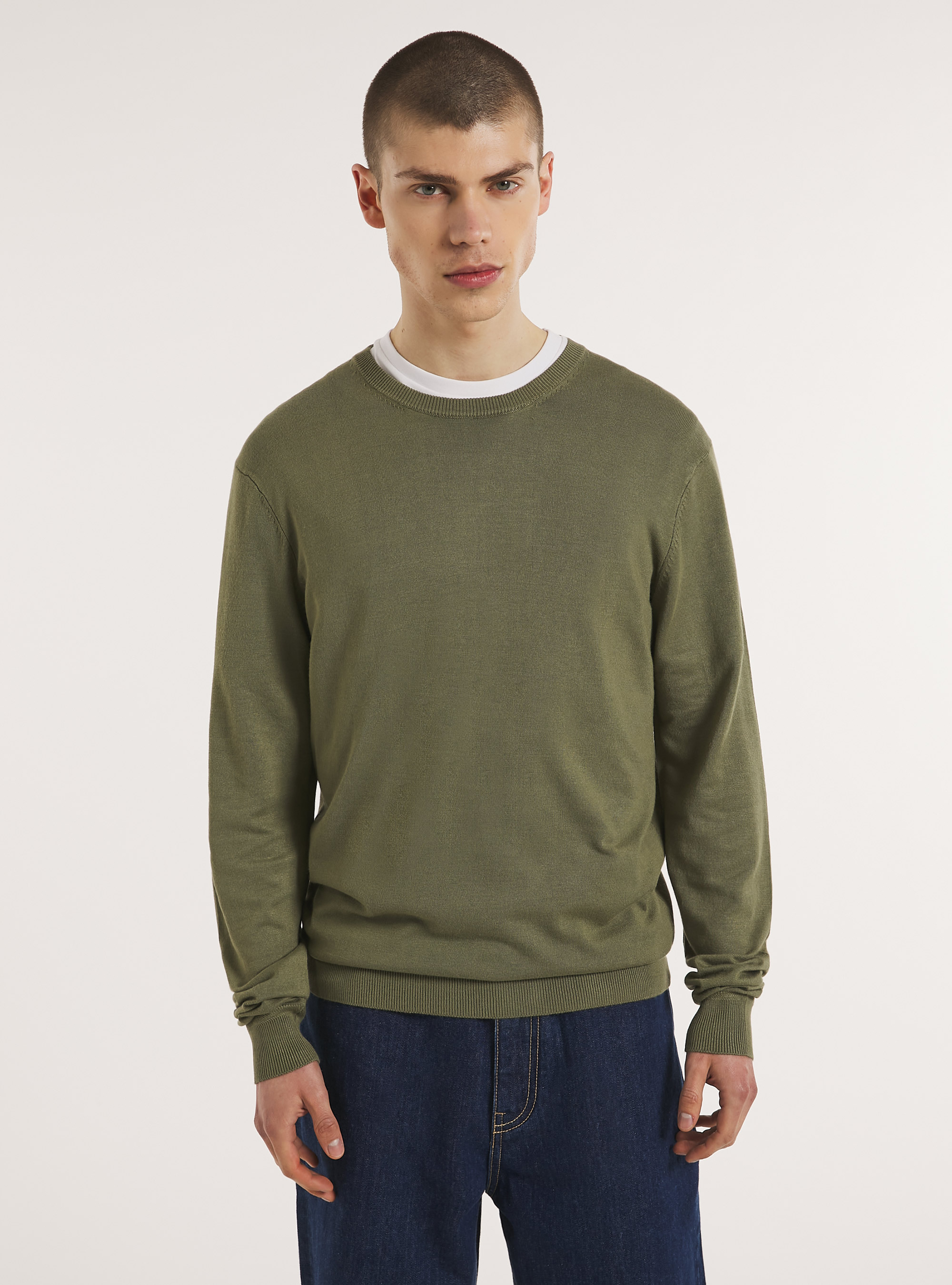 Round-neck pullover made of sustainable viscose Ecovero, KY2 KAKY MEDIUM