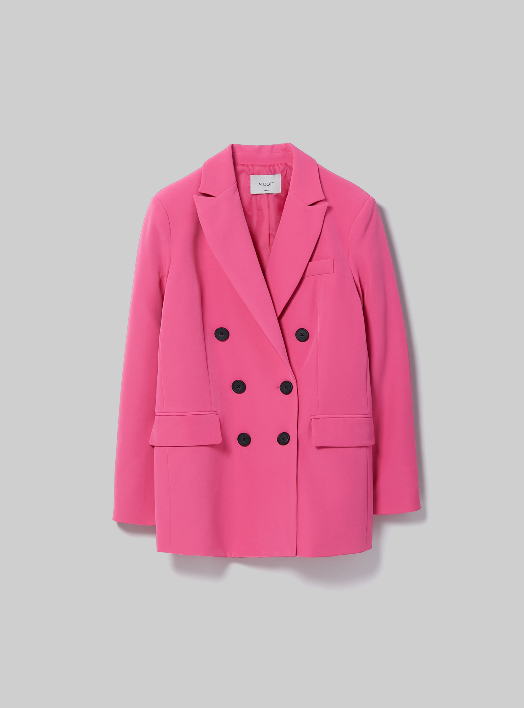Plain-coloured double-breasted blazer, FX2 FUXIA MEDIUM