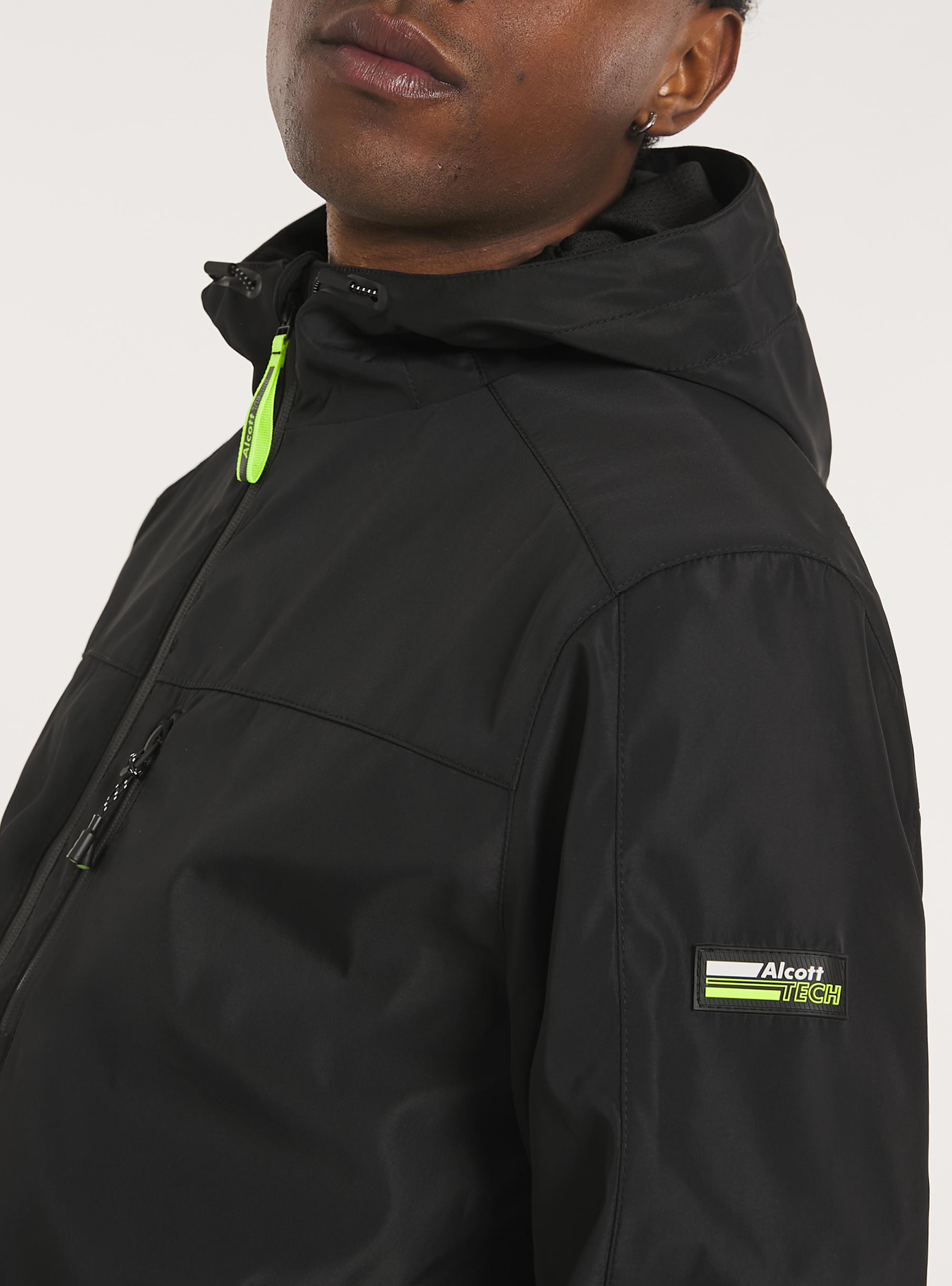 Windproof hooded bomber jacket, BK1 BLACK