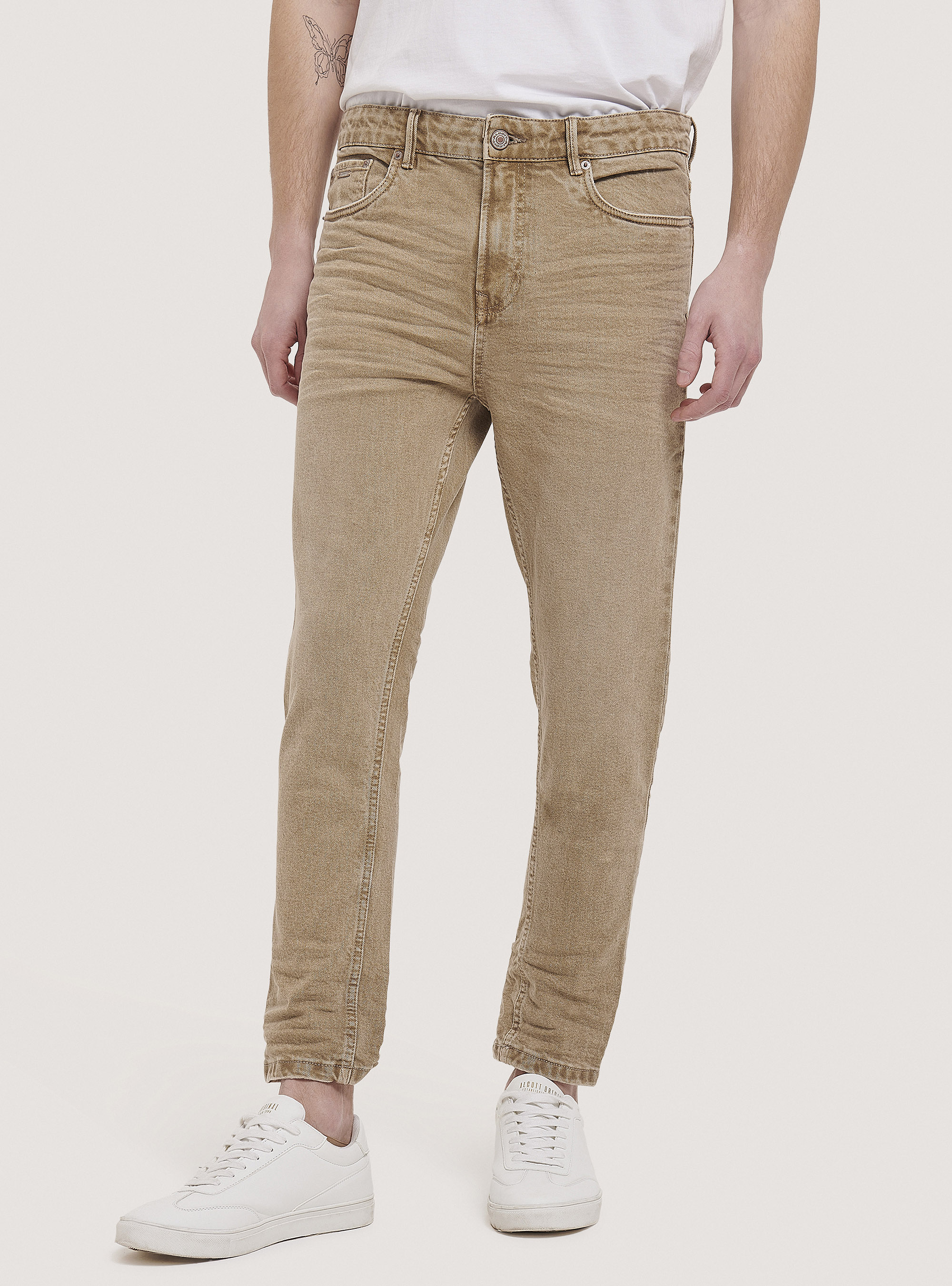 Stretch twill cotton trousers, C5558 BEIGE