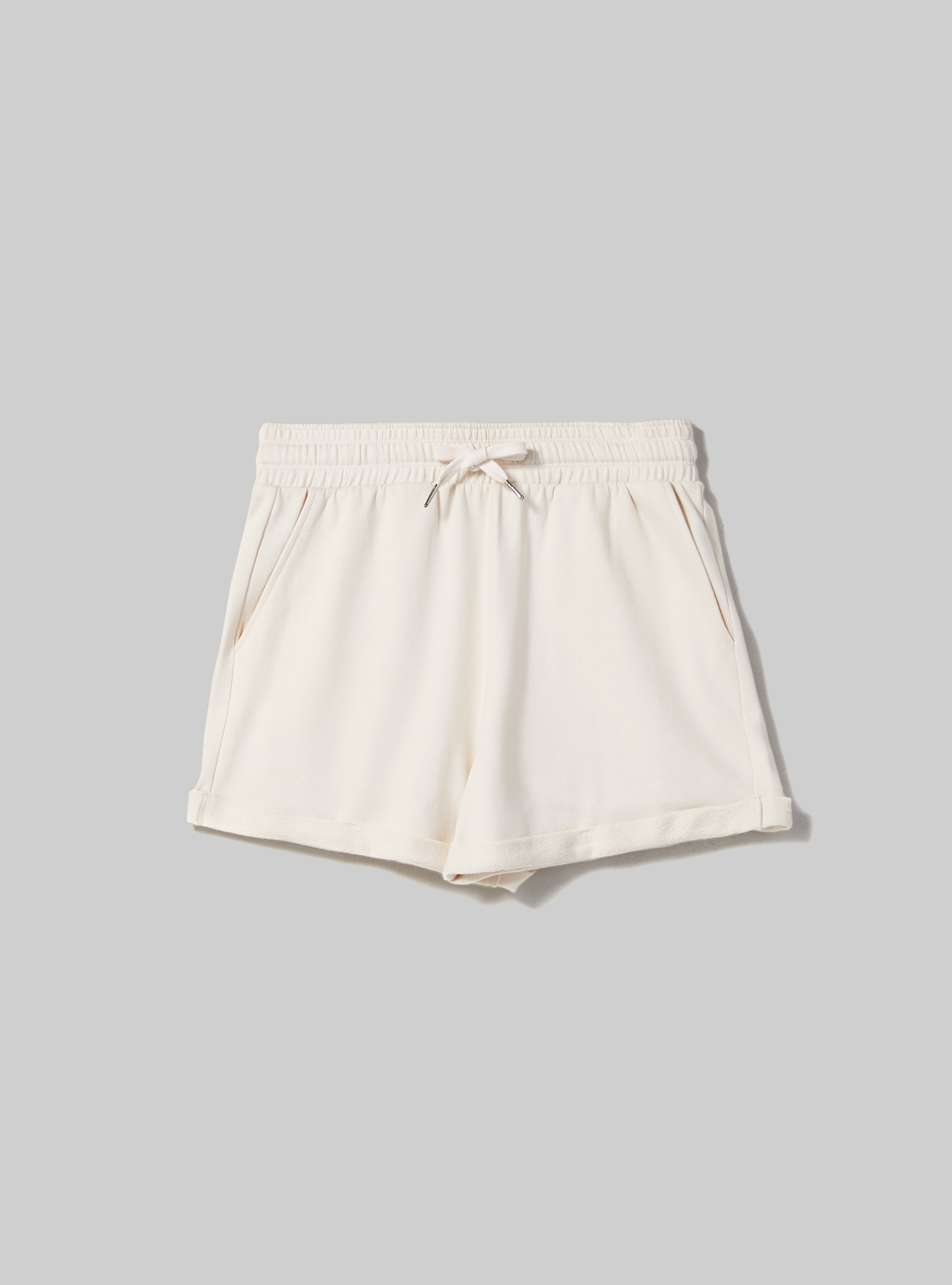 Cotton shorts with roll up and drawstring, WH1 OFF WHITE