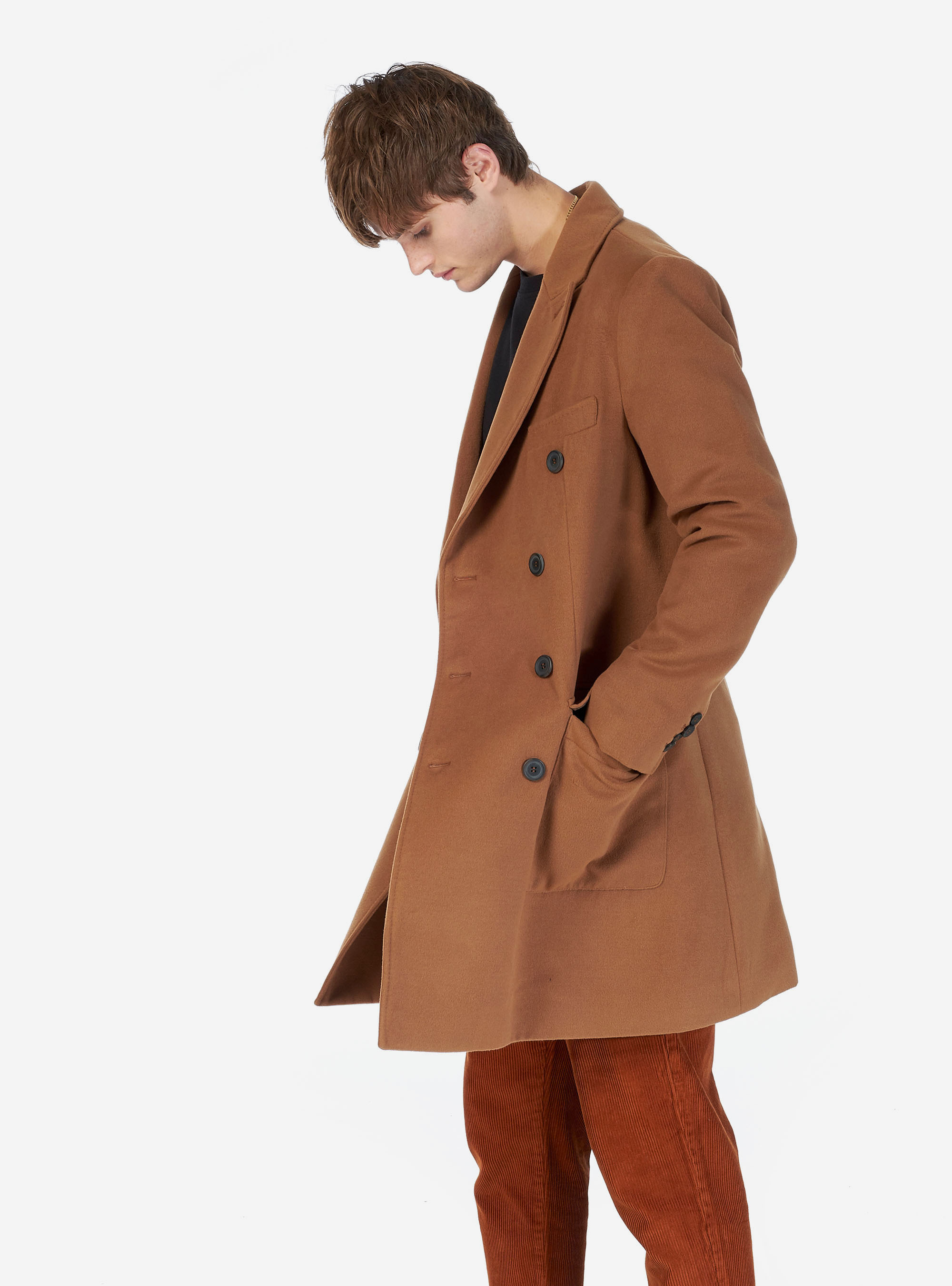 Manteau &agrave; double boutonnage, C5571 TOBACCO