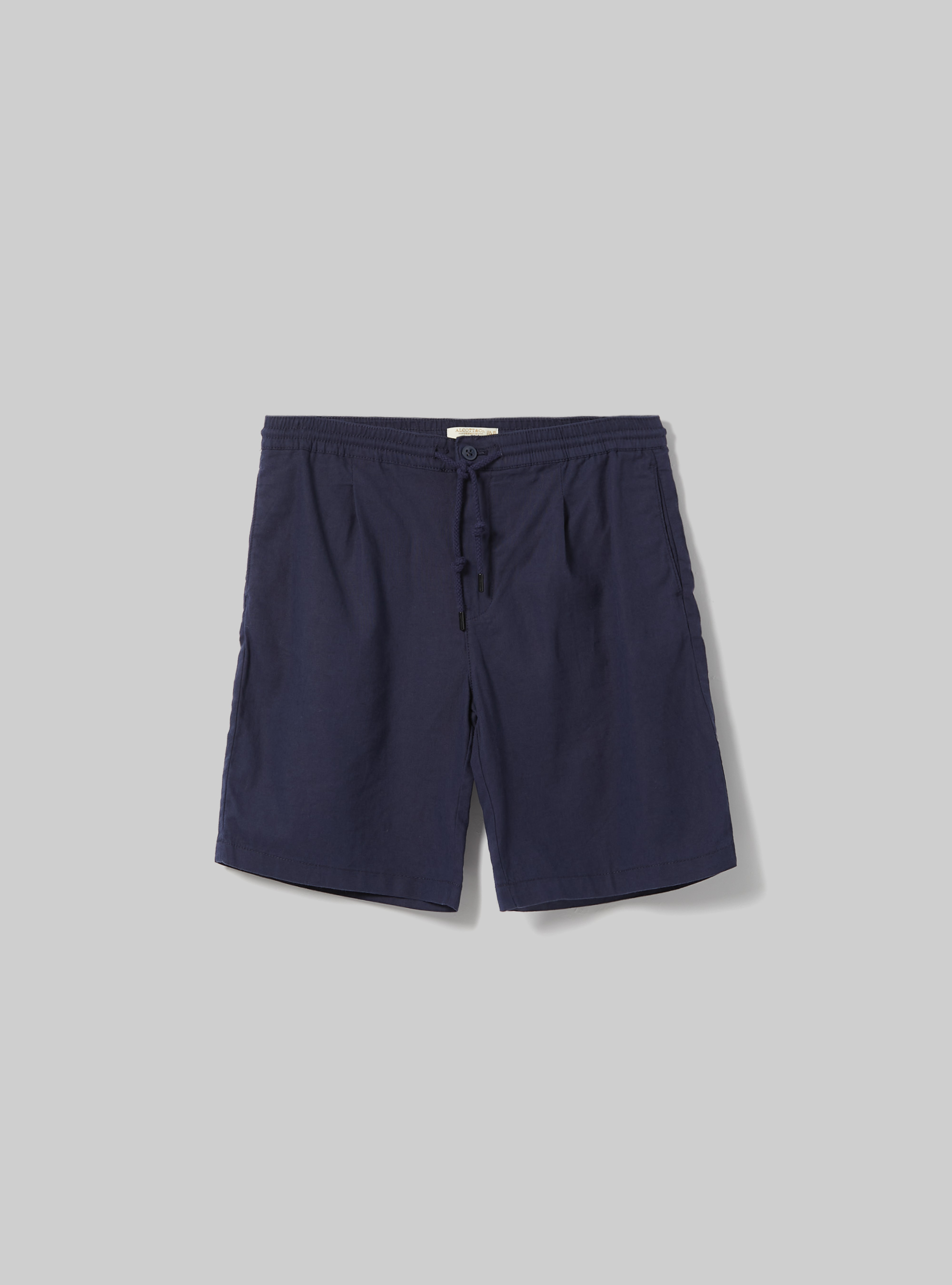 Linen Bermuda Shorts with Drawstring, NA2 NAVY MEDIUM