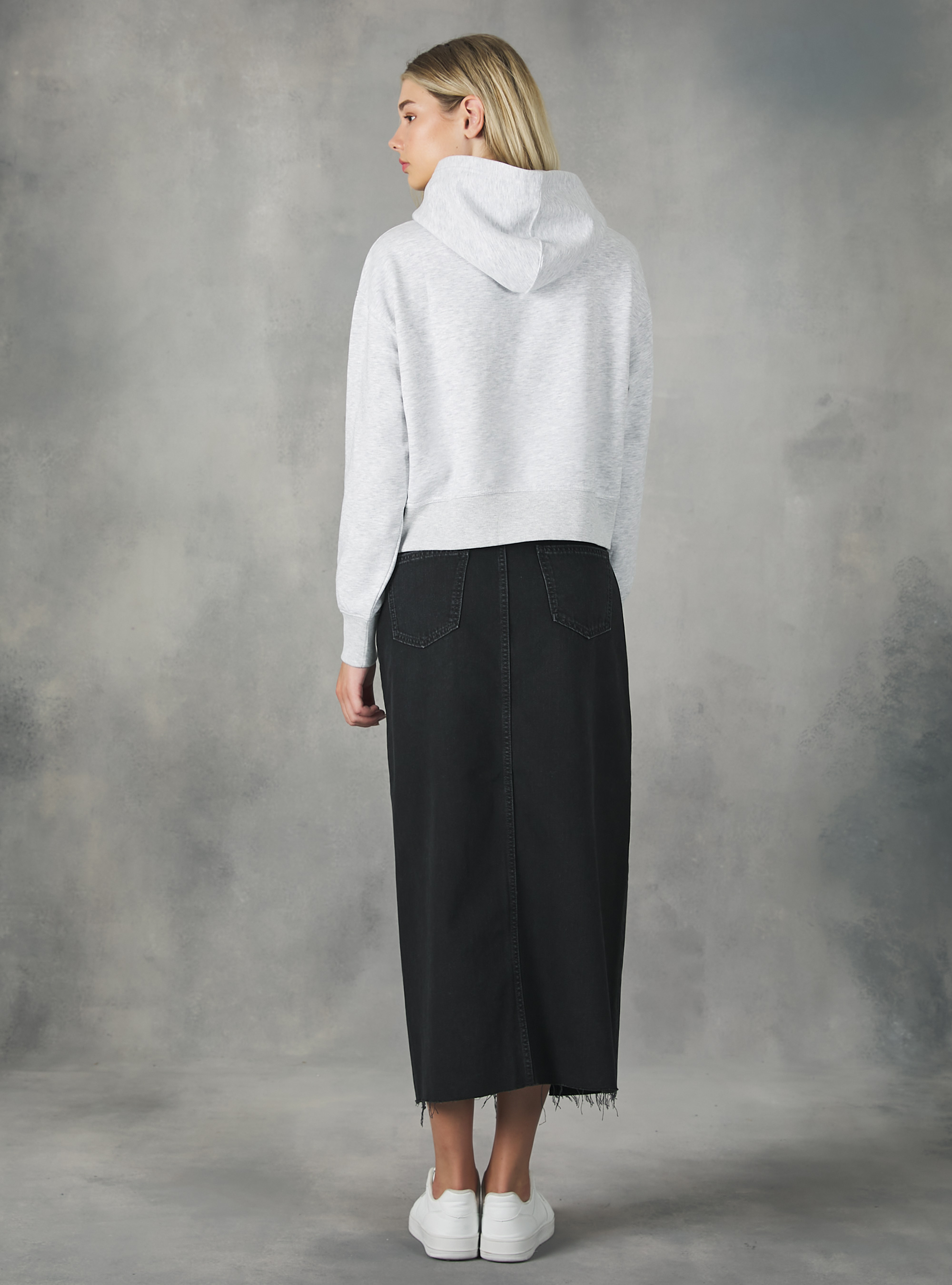 Felpa boxy fit cappuccio, MGY3 GREY MEL LIGHT