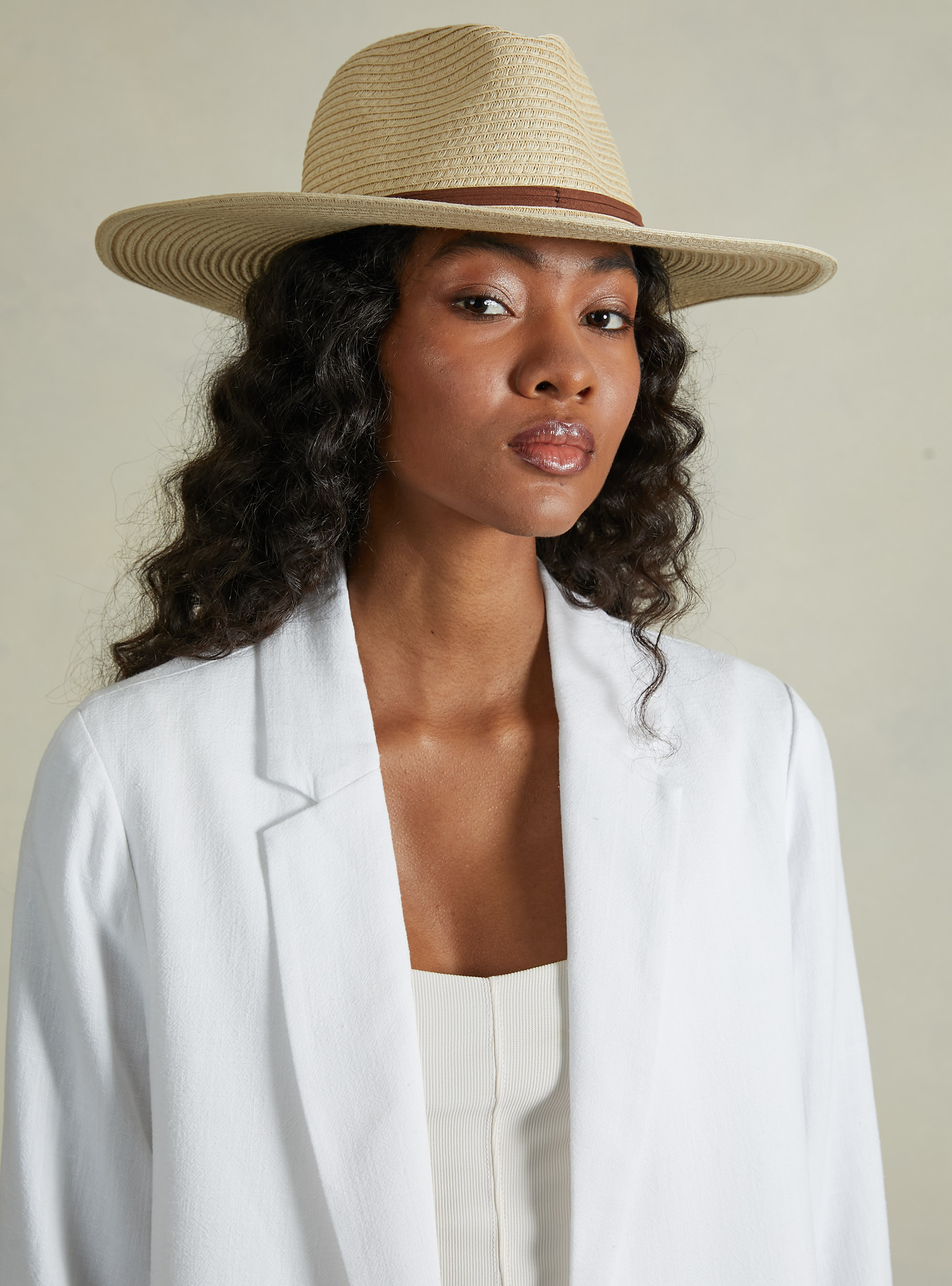 Blazer doppiopetto in misto lino, WH2 WHITE