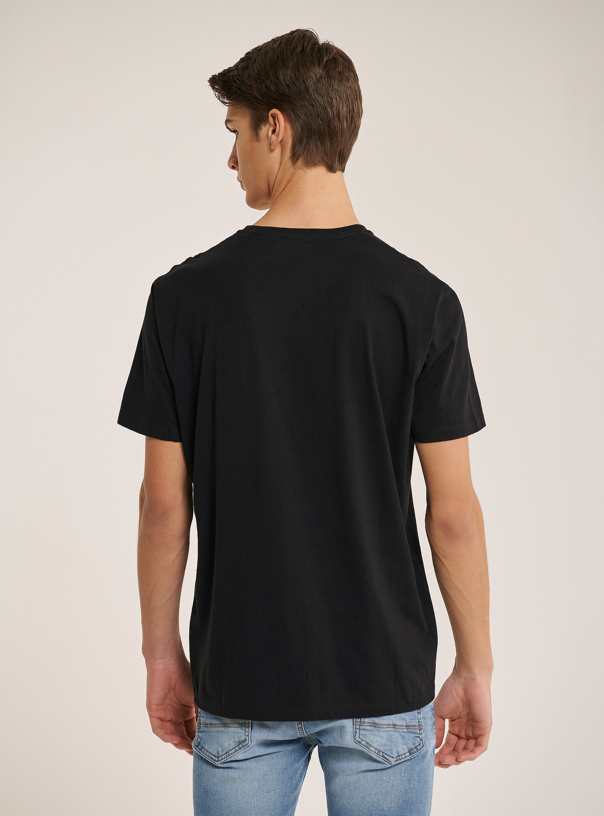 Cotton basic T-shirt, BLACK