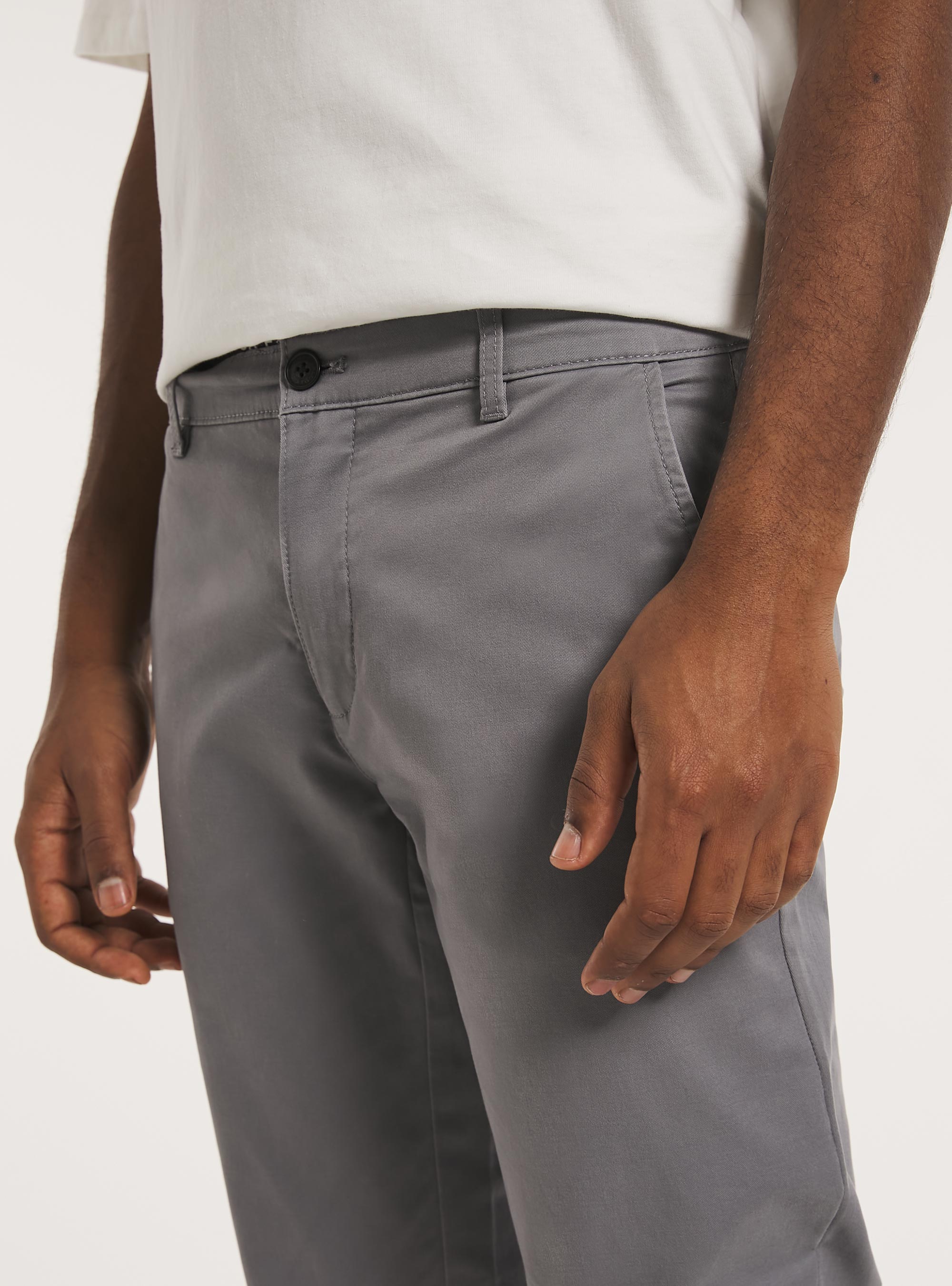 Skinny fit stretch twill chinos, GY3 GREY LIGHT