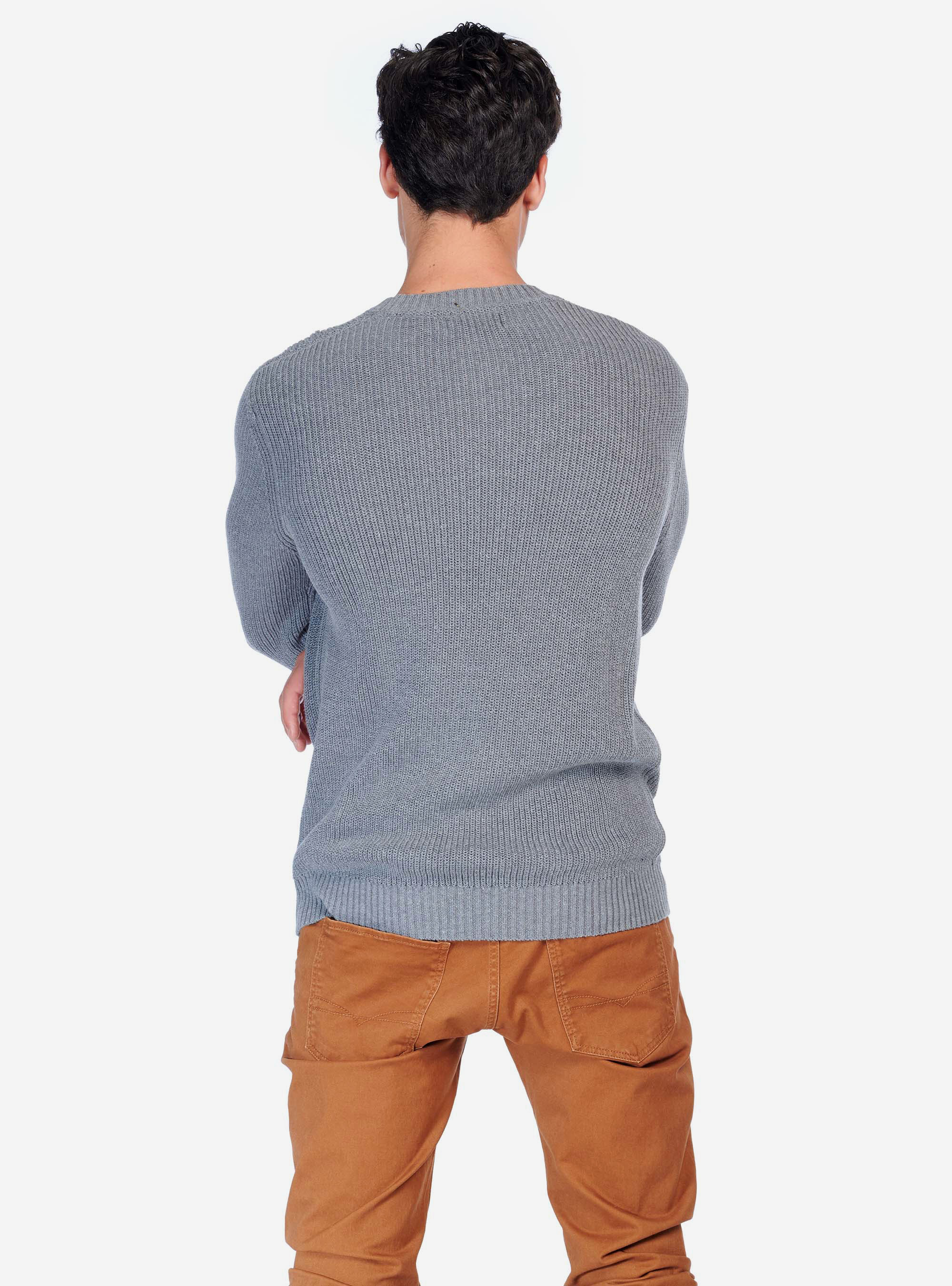 Pull à côtes anglaises, C146 GREY MEL