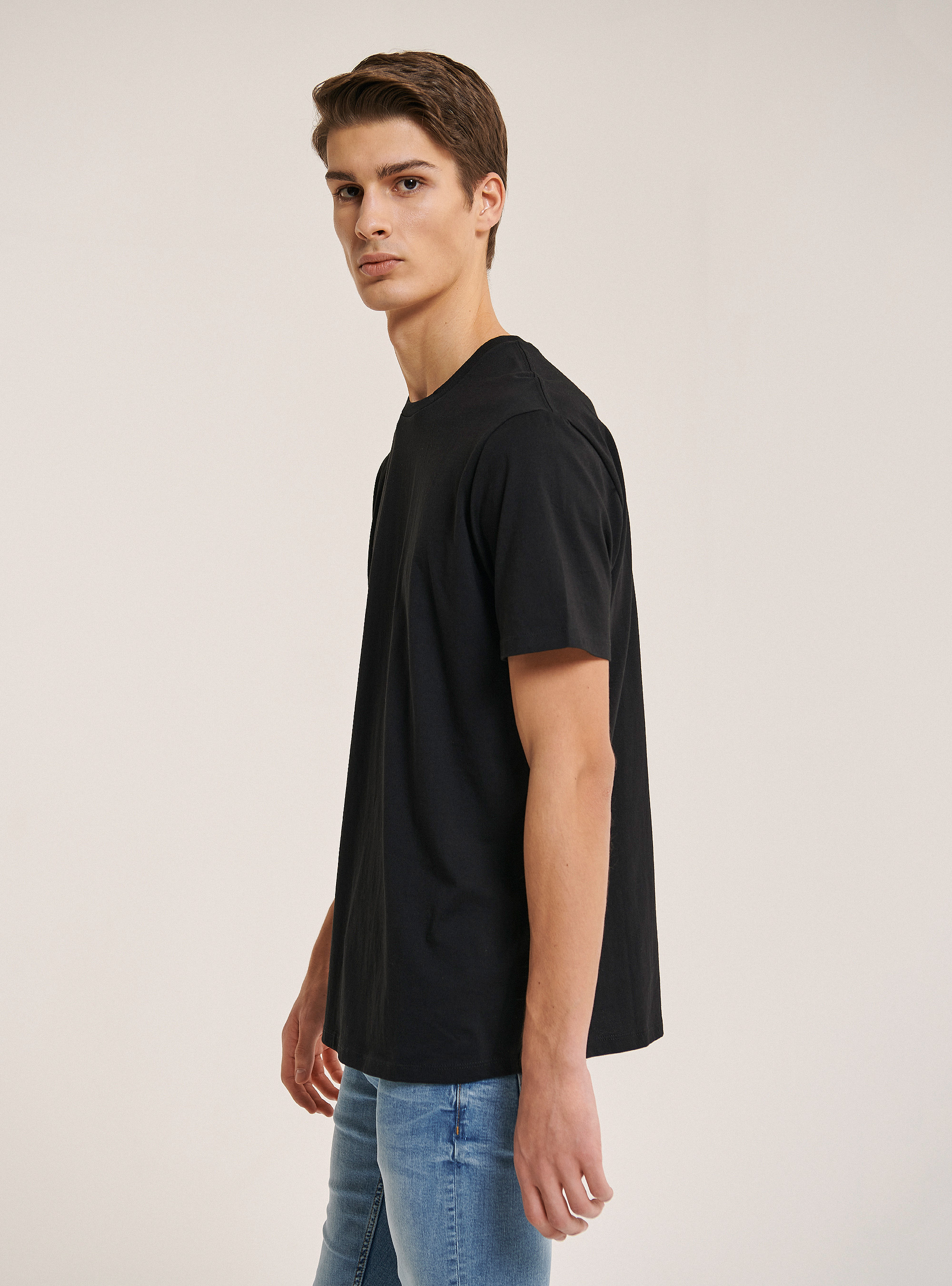 Basic cotton T-shirt, BLACK